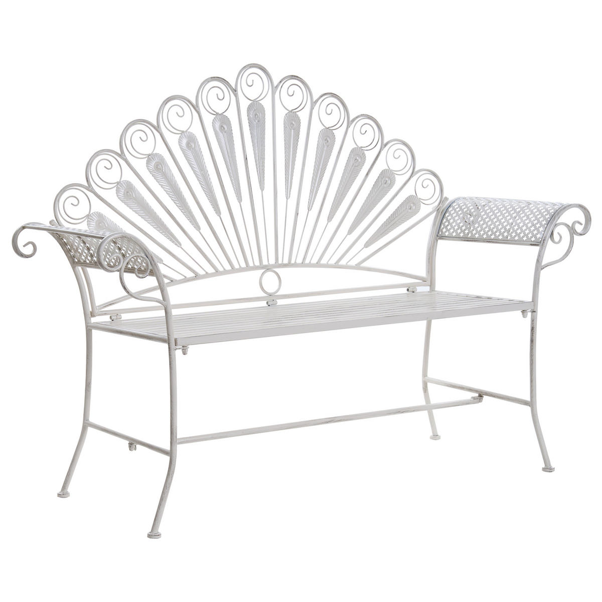ZAHRADNÍ LAVICE 146 cm Kov Krémově bílá Pavia - bílá/krémová, kov (146/107/50cm) - Beliani