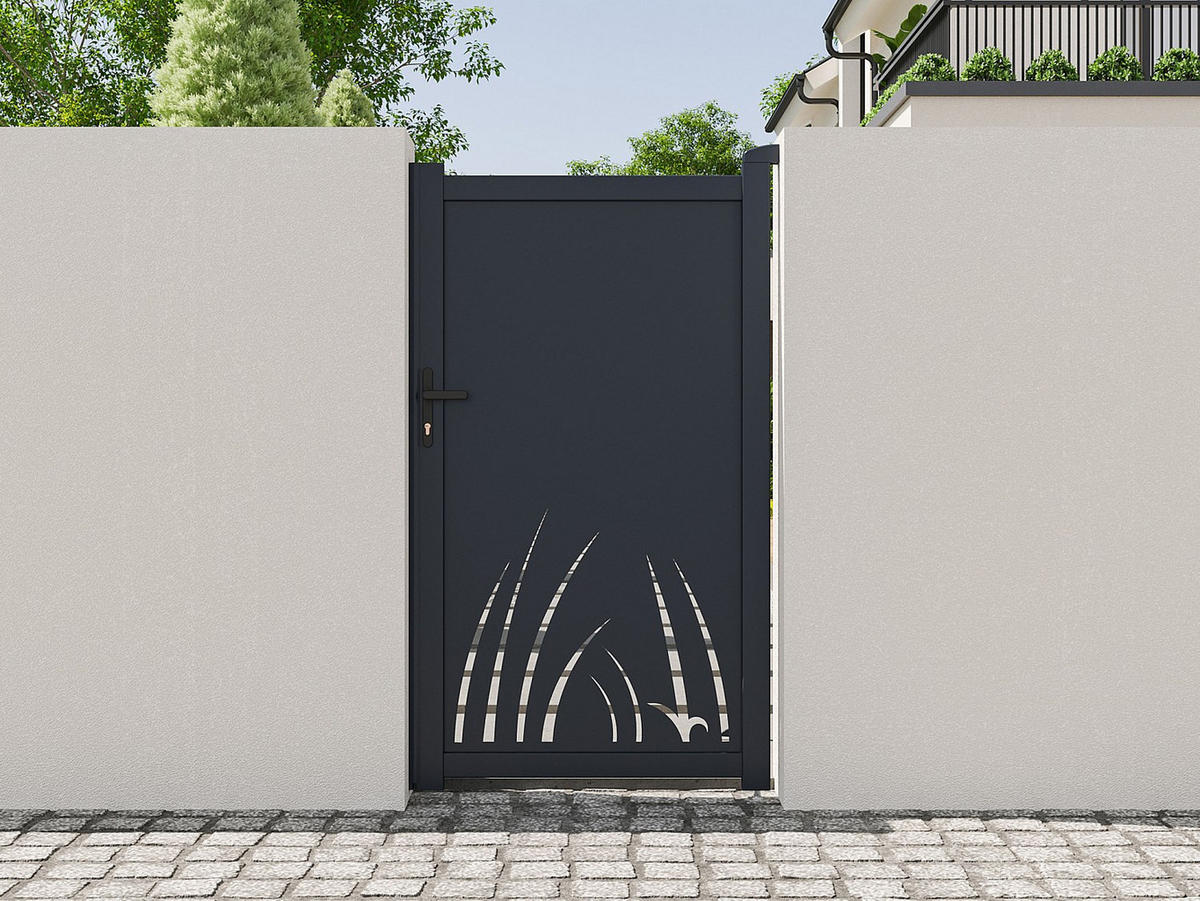 EINGANGSTOR - 103 x 4.6 - metall - anthrazitgrau Brameno - Anthrazit, Metall (103/176cm) - Vente-Unique