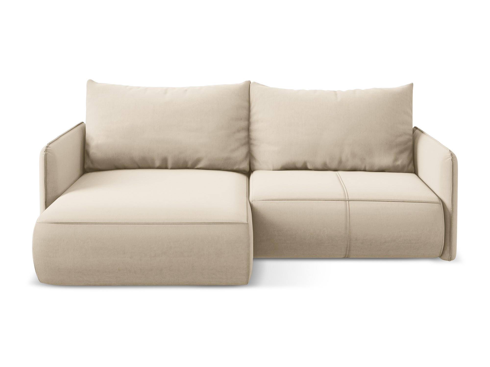 ECKSOFA mit Schlaffunktion Samt Stoff Beige - Beige/Creme, Kunststoff/Textil (148/207cm) - Makamii