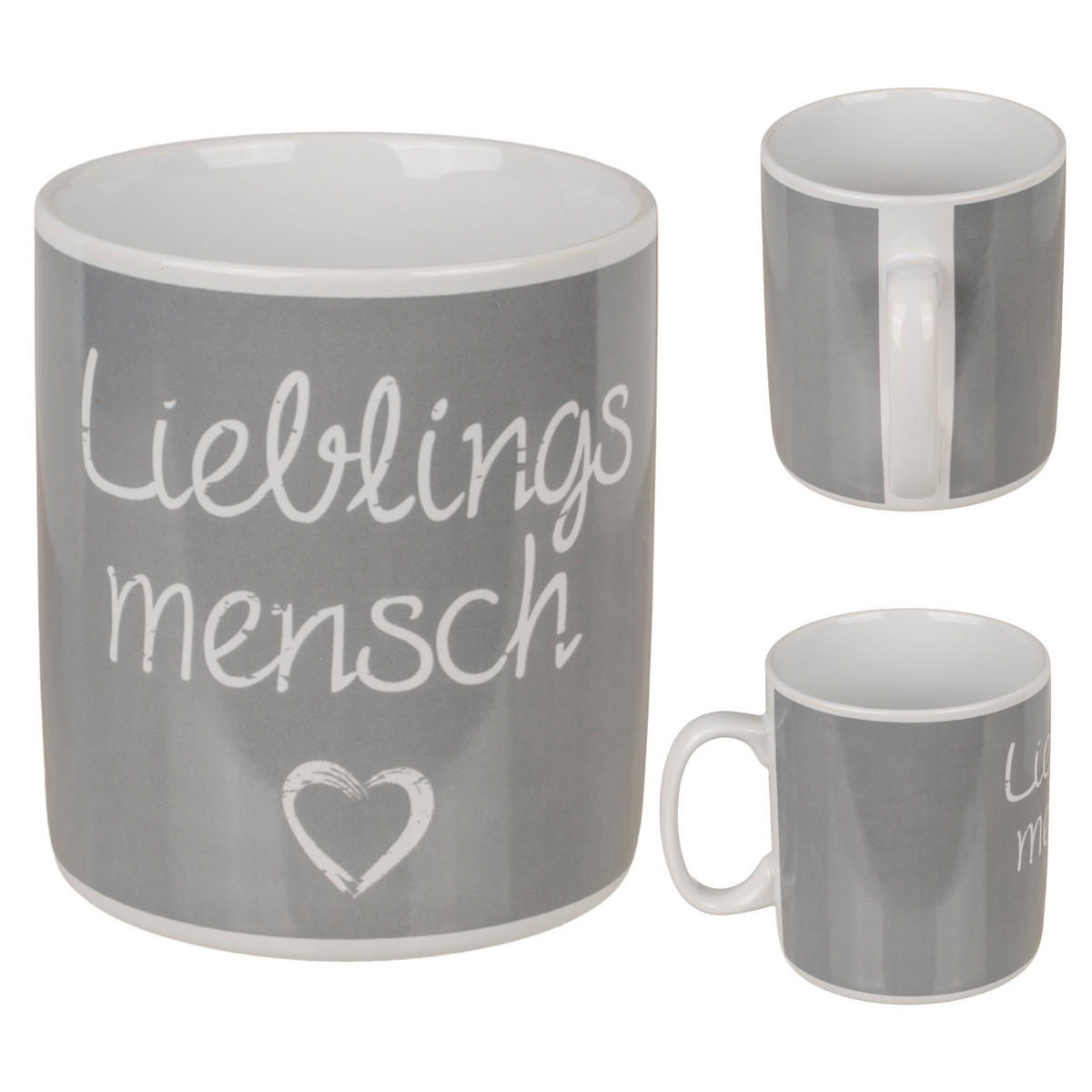 KAFFEBECHER Lieblingsmensch Jumbotasse 850 ml - Grau, Keramik (0.85L) - TiborTex