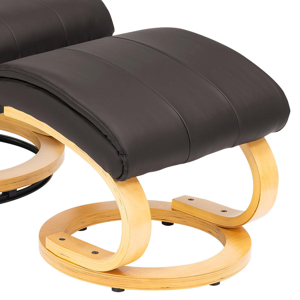 RELAXSESSEL mit Hocker - Beige/Dunkelbraun, Holz/Kunststoff (69/96/82cm) - home24