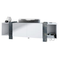 LOWBOARD Ida Blenden in Marmor Graphit - Dunkelbraun, Holzwerkstoff (149/45.5/34cm) - Vladon