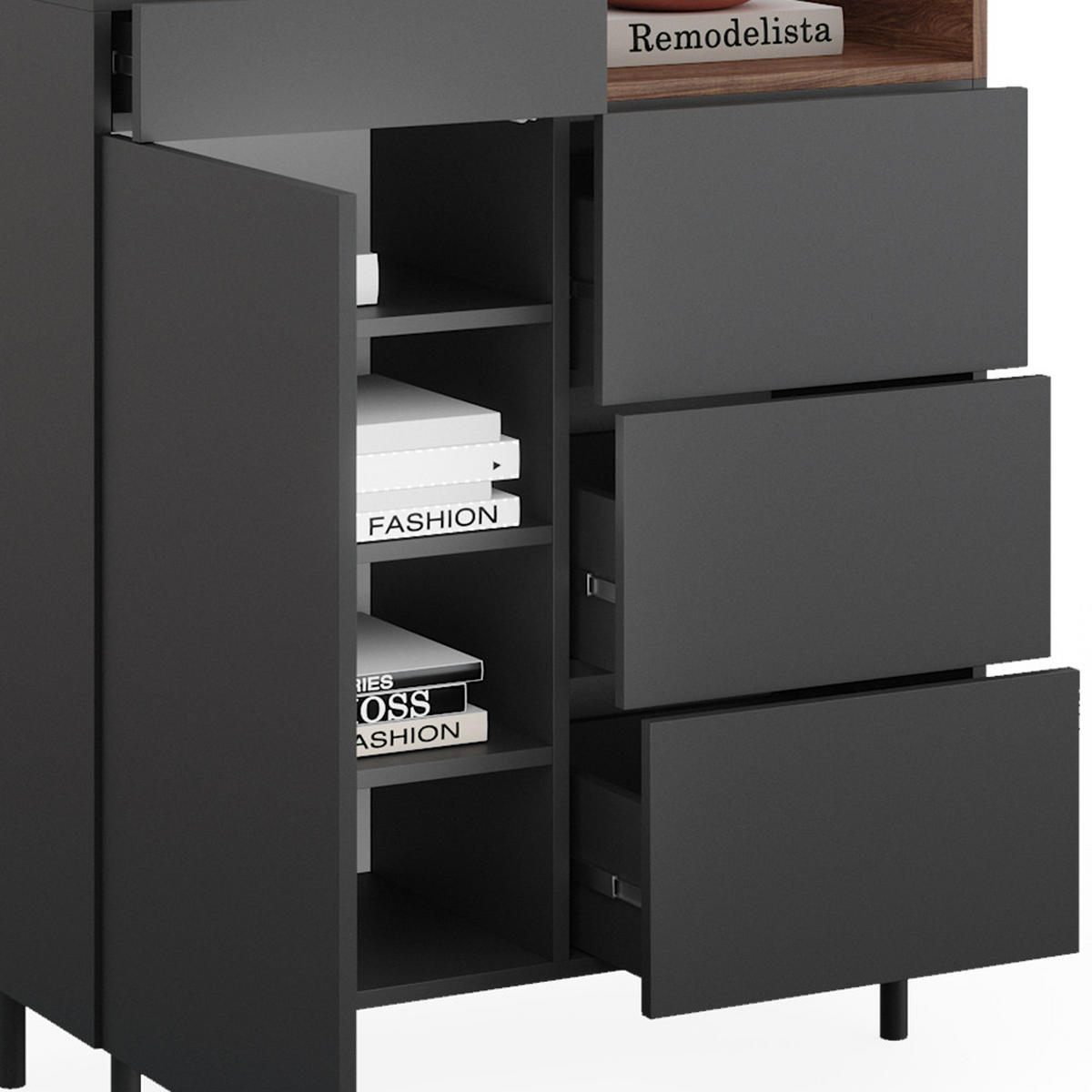 KOMMODE Anika Anthrazit 89 x 100 cm - Anthrazit, Holzwerkstoff (40/100/89cm) - Vicco