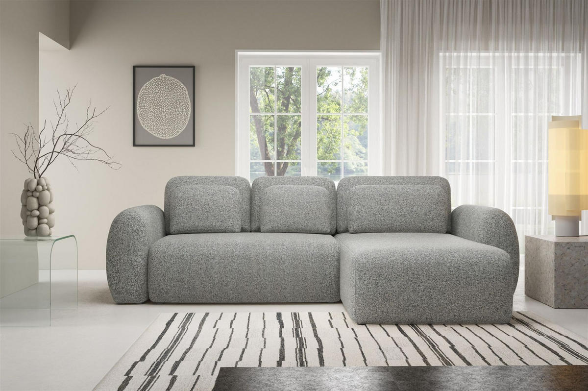 ECKSOFA Gaston Mit Schlaffunktion - Grau, Holzwerkstoff/Textil (304/190cm) - Fun Möbel