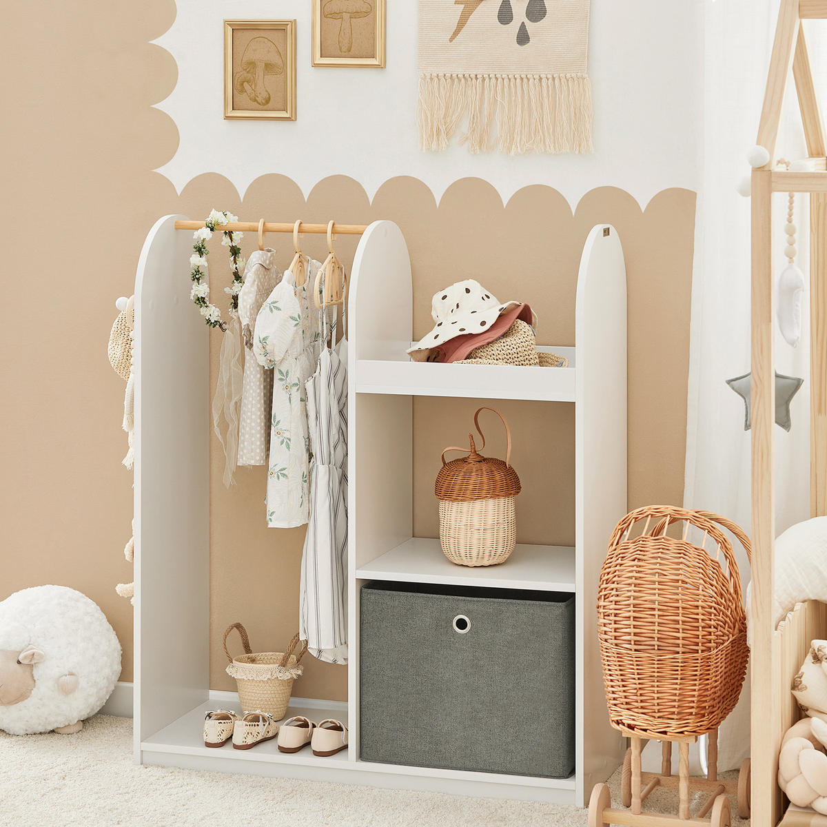 KINDERGARDEROBE Weiß - Weiß, Holzwerkstoff (97/108/35cm) - SoBuy