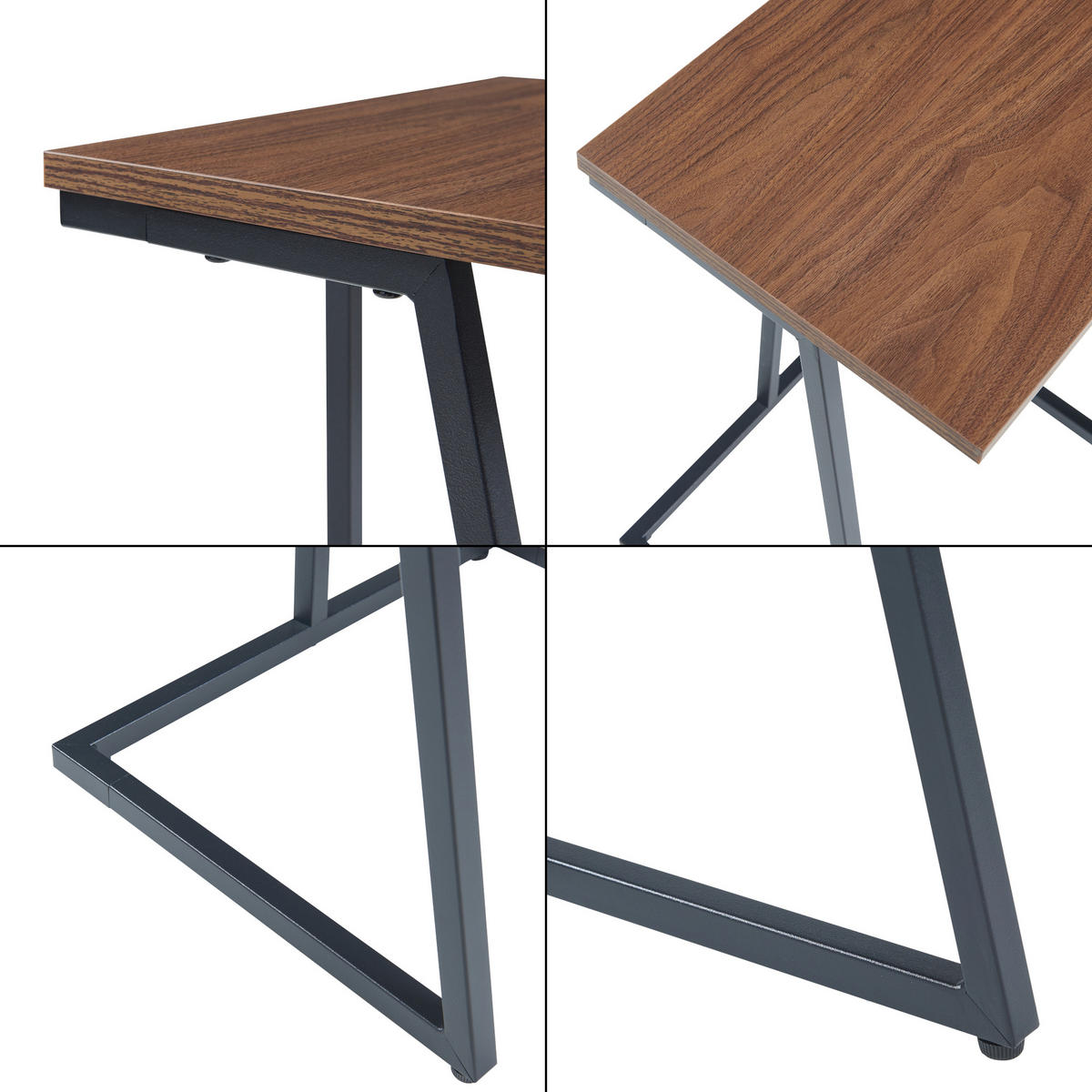 SATZTISCH-SET 2 TLG. Salem - Walnussfarben/Schwarz, Holzwerkstoff/Metall (40/30/56cm) - [en.casa]