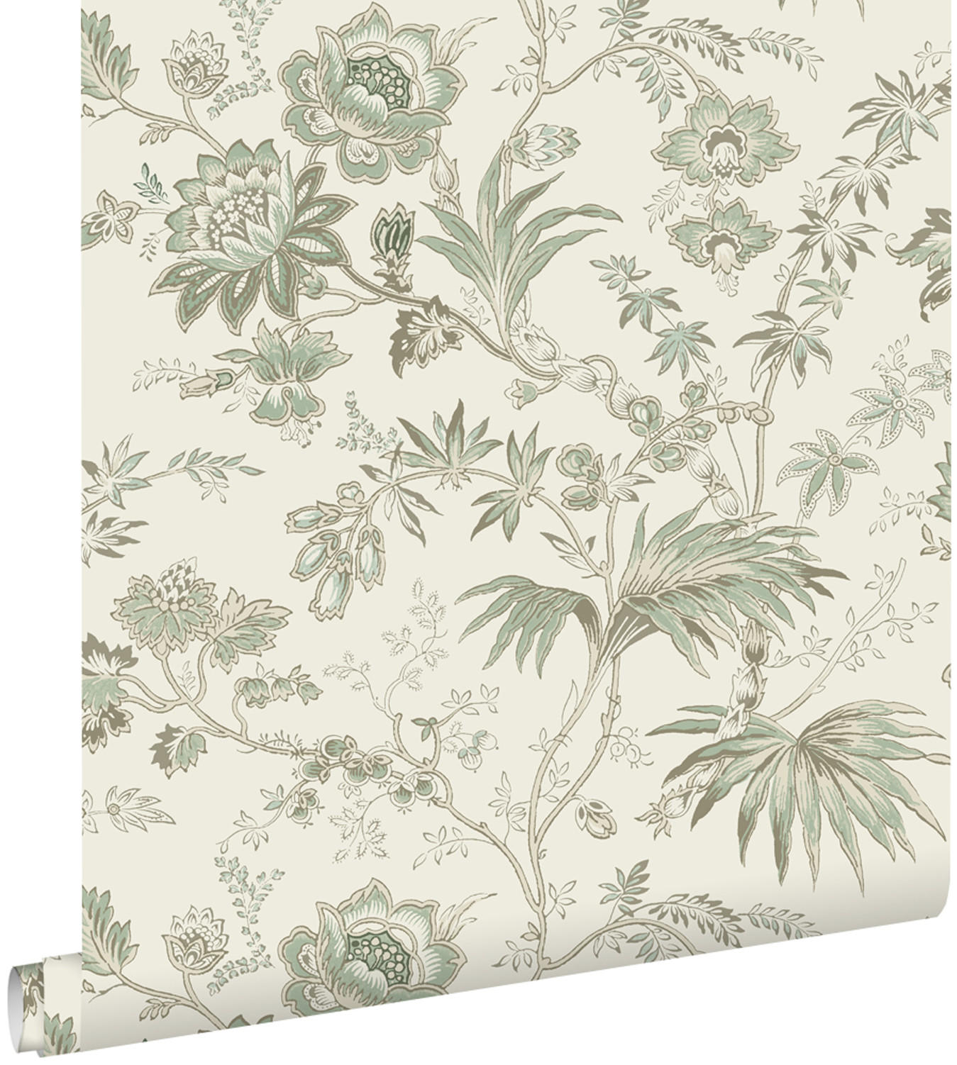 TAPETE Blumenmuster 53 cm x 10.05 m - Grün, Papier (53/1000cm) - ESTAhome