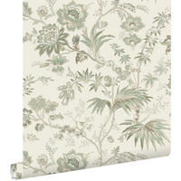 TAPETE Blumenmuster 53 cm x 10.05 m - Grün, Papier (53/1000cm) - ESTAhome
