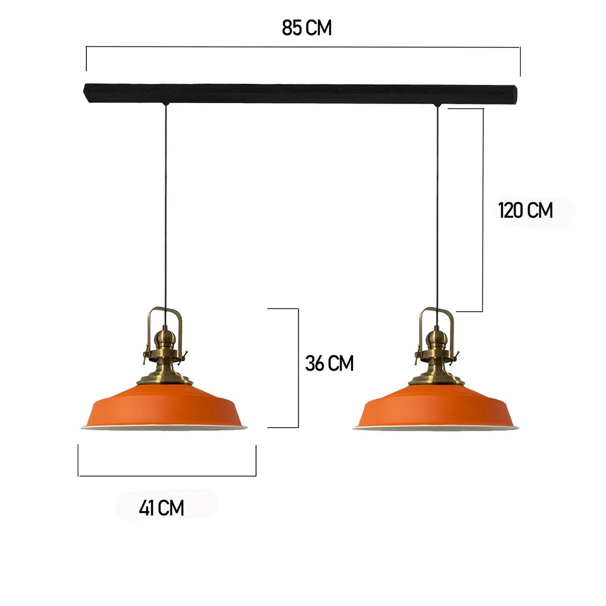 PENDELLEUCHTE Asletl 2 Flammig 41/36 cm - Orange, Metall (36/41/28cm) - Bamyum