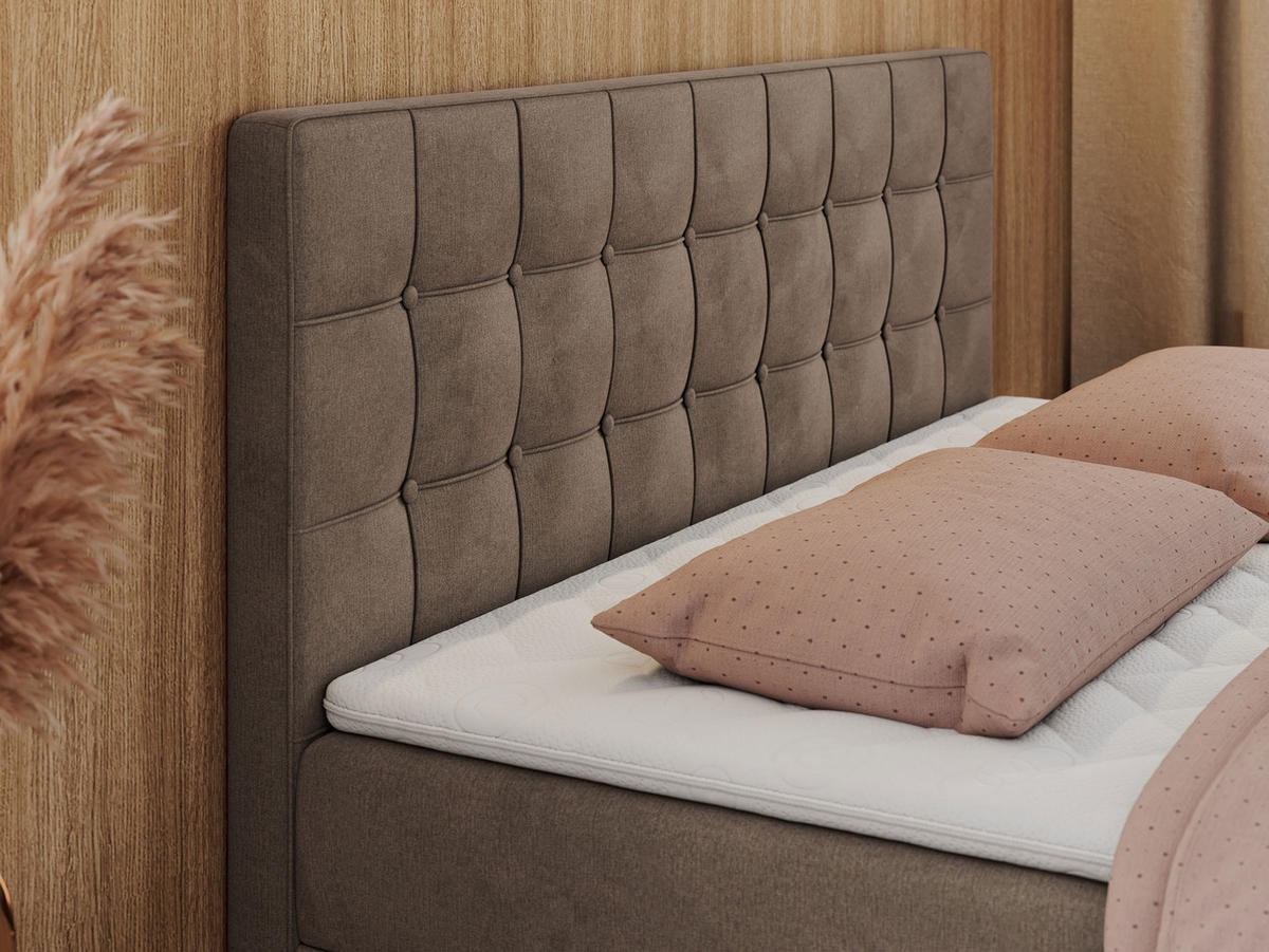 BOXBETT CARMEN 120/200 Braun Velvet - H3 - Braun, Holz/Textil (120/200cm) - MKS