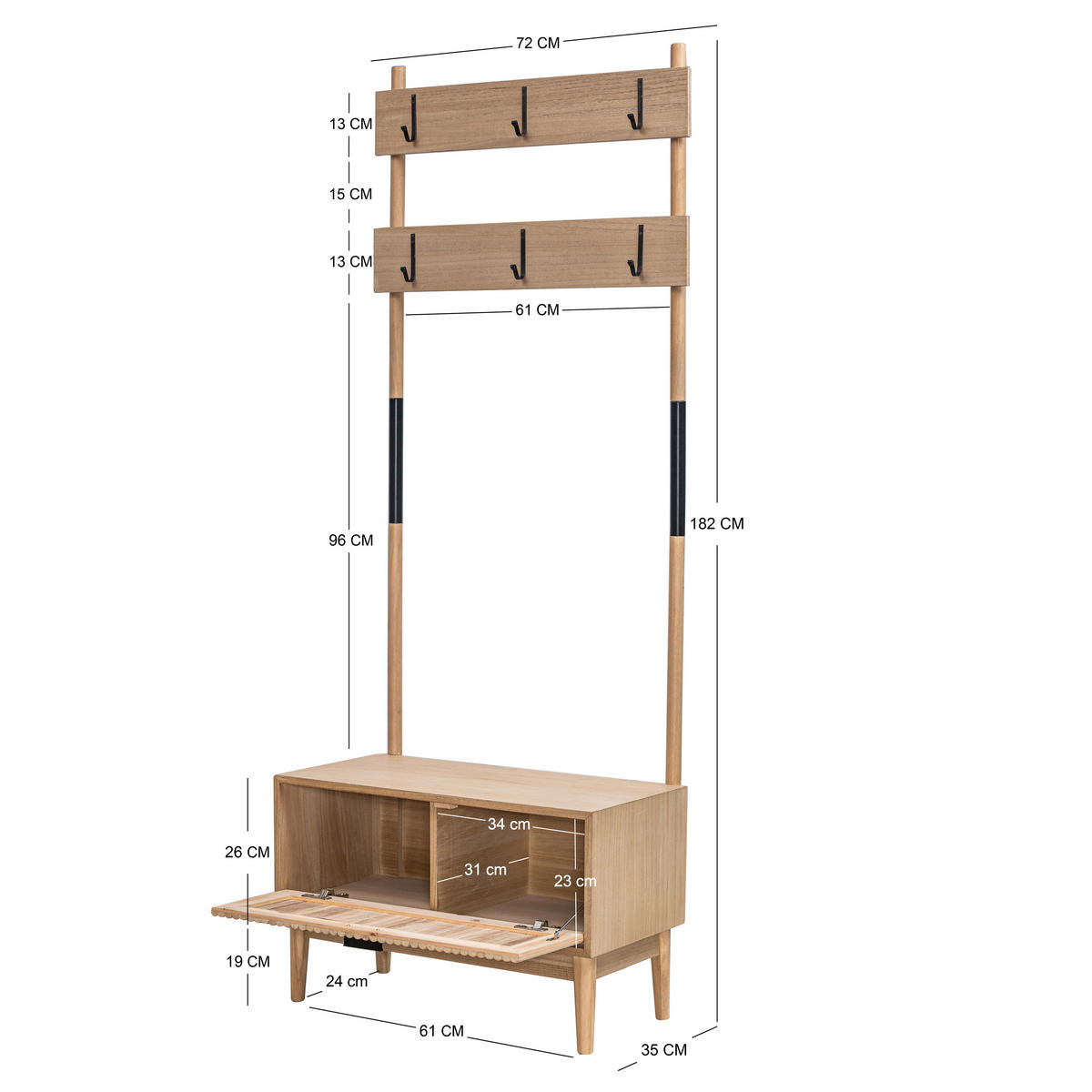 GARDEROBE Metall Braun - Braun, Metall (72/185/35cm) - Nordlys