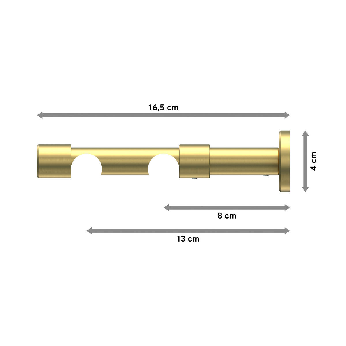 TRÄGER FÜR GARDINENSTANGEN 20 mm Ø, Prestige 2-läufig, Messing-Optik - Messingfarben, Metall (16.2/4/4cm) - INTERDECO