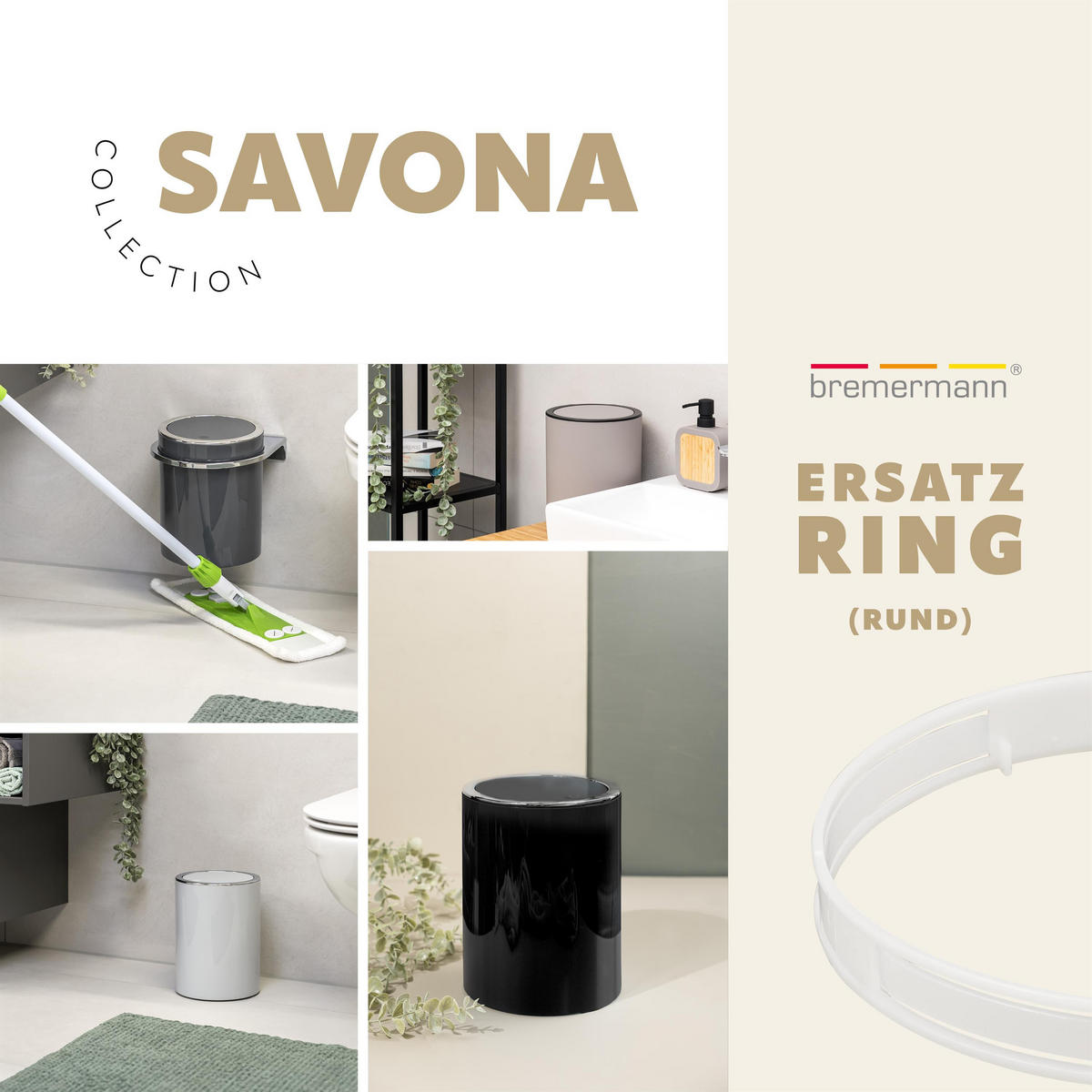 BEUTELRING Bad-Serie SAVONA, rund - Transparent, Kunststoff (18/2.5/18cm) - bremermann