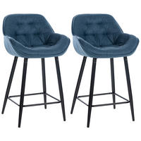 BARHOCKER 2er Set Gibal Stoff blau - Blau/Schwarz, Textil/Metall (54/93.5/57.5cm) - TPFLiving