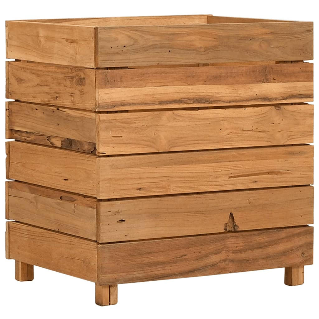HOCHBEET 50x40x55 cm Teak Altholz und Stahl - Braun, Holz (50/55/40cm) - furnicato