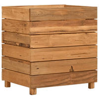 HOCHBEET 50x40x55 cm Teak Altholz und Stahl - Braun, Holz (50/55/40cm) - furnicato