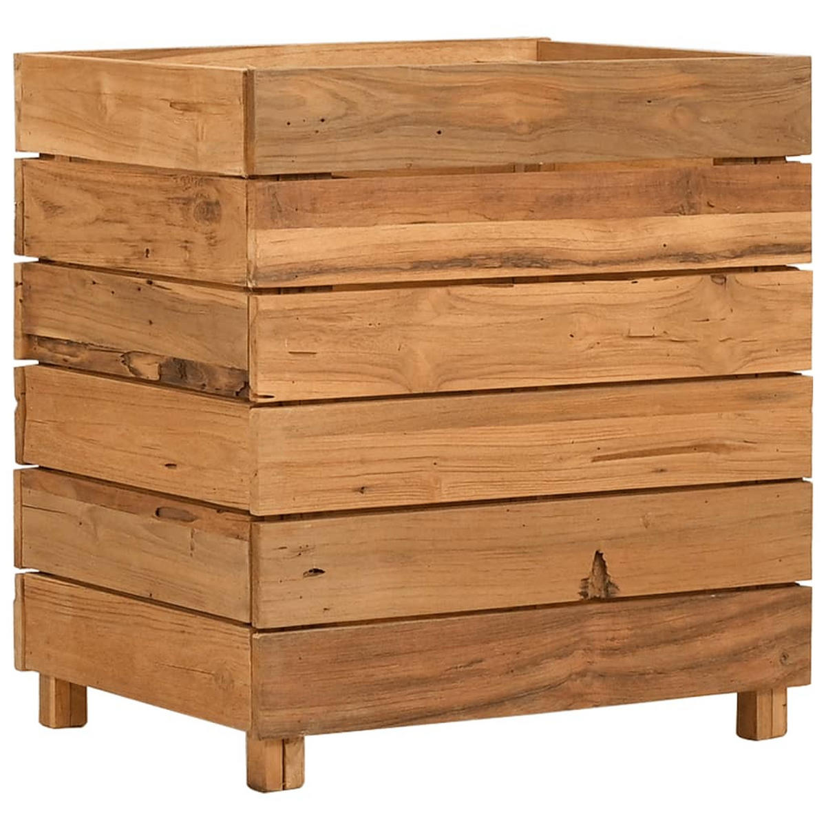 HOCHBEET 50x40x55 cm Teak Altholz und Stahl - Braun, Holz (50/55/40cm) - furnicato