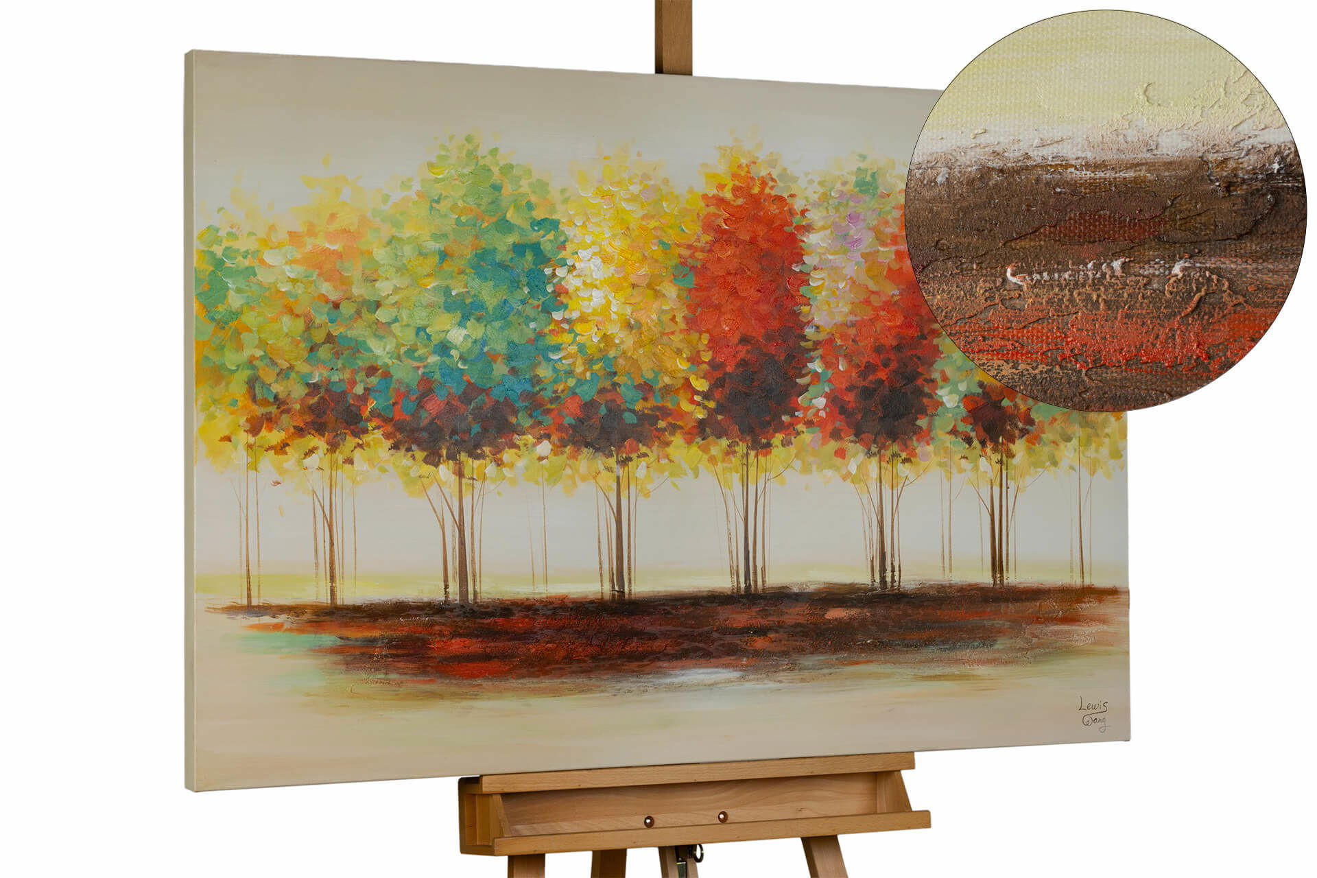 ÖLGEMÄLDE 120/80 cm - Gelb/Braun, Holz/Textil (1.9/80cm) - KUNSTLOFT