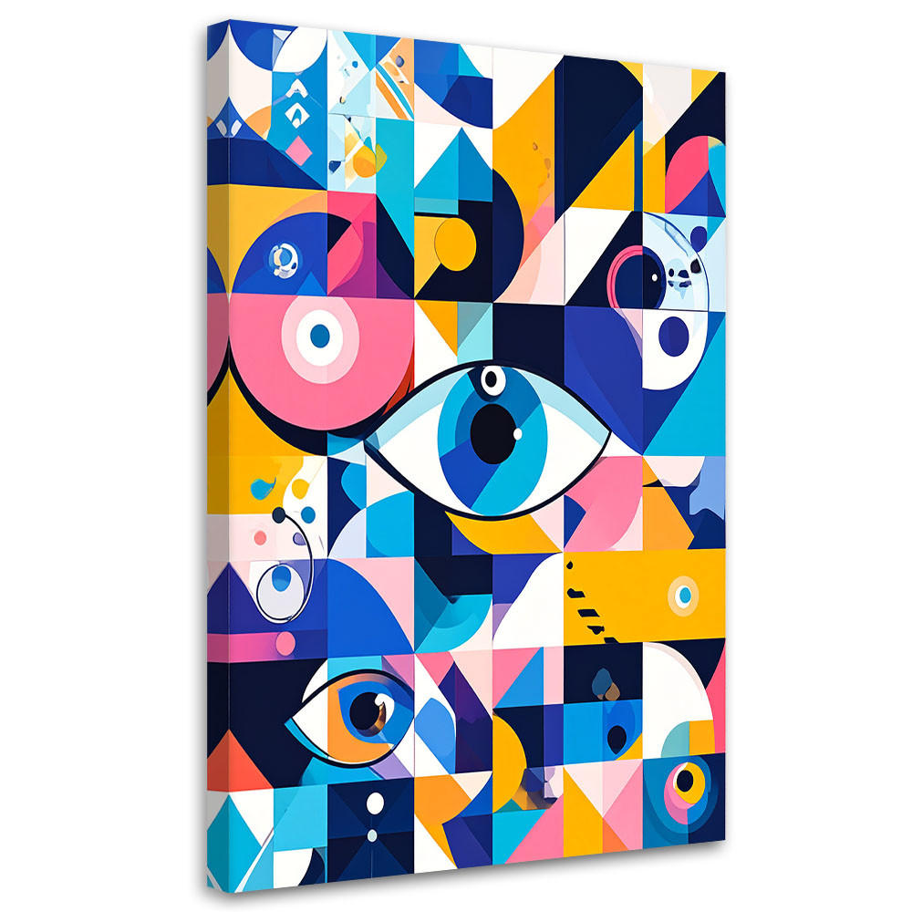 LEINWANDBILD Geometrische Abstraktion Auge Bauhaus 60x90cm - Multicolor, Textil (60/90cm) - Feeby