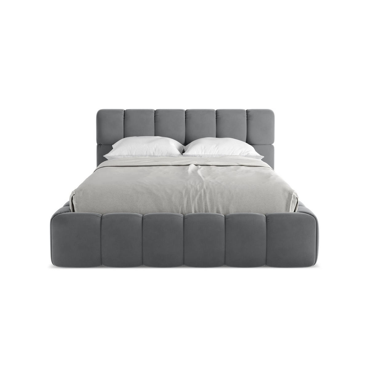 POLSTERBETT mit Bettkasten und Lattenrost 160x228 Grau - Dunkelgrau/Schwarz, Kunststoff/Textil (140/200cm) - LaMiaSofa