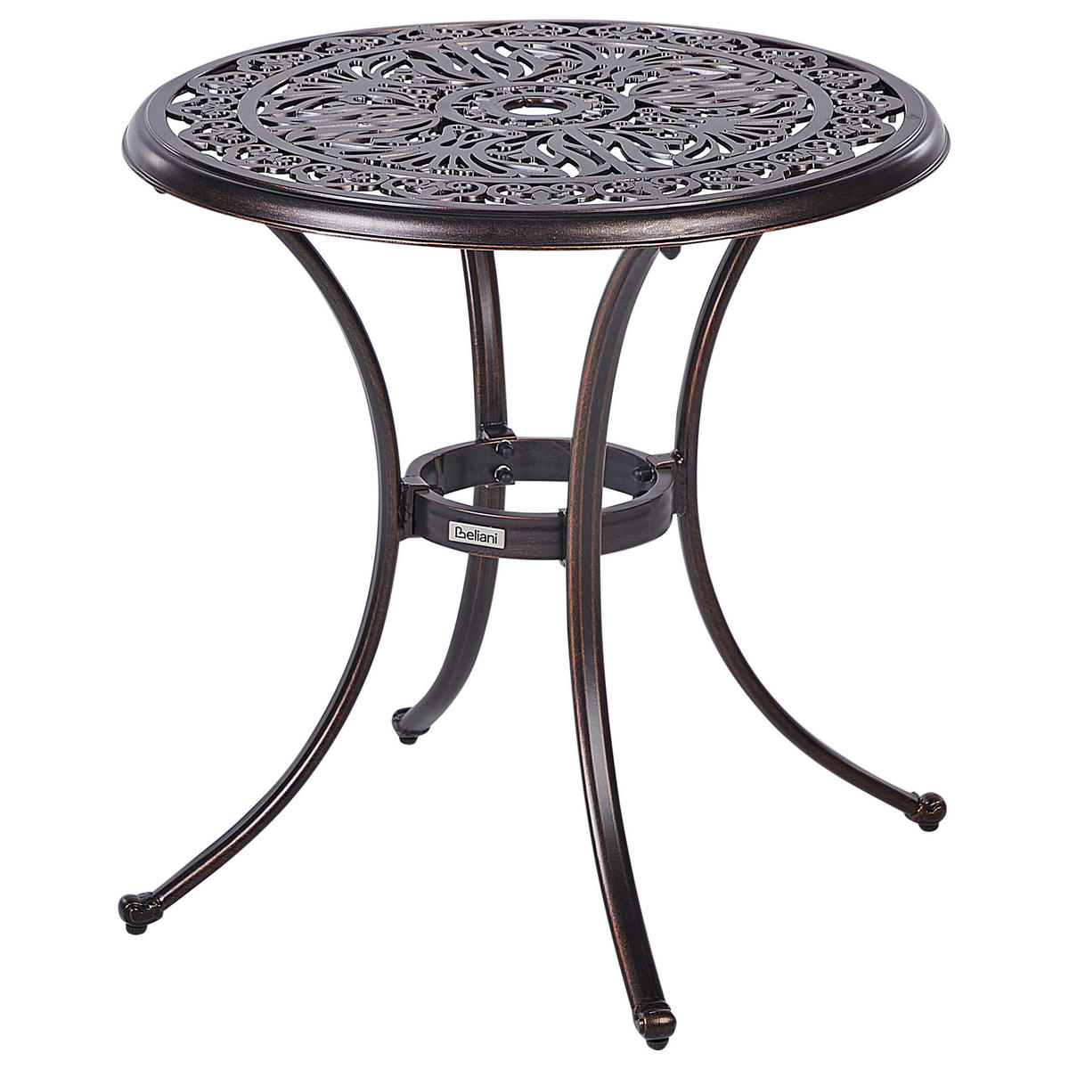 GARTENTISCH 2-Sitzer Braun Andalo - Braun, Metall (68/68/70cm) - Beliani