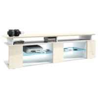 LOWBOARD Movie Fronten und obere Platte des Aufsatzes in Creme Hochglanz - Creme, Holzwerkstoff (138.5/39/39cm) - Vladon