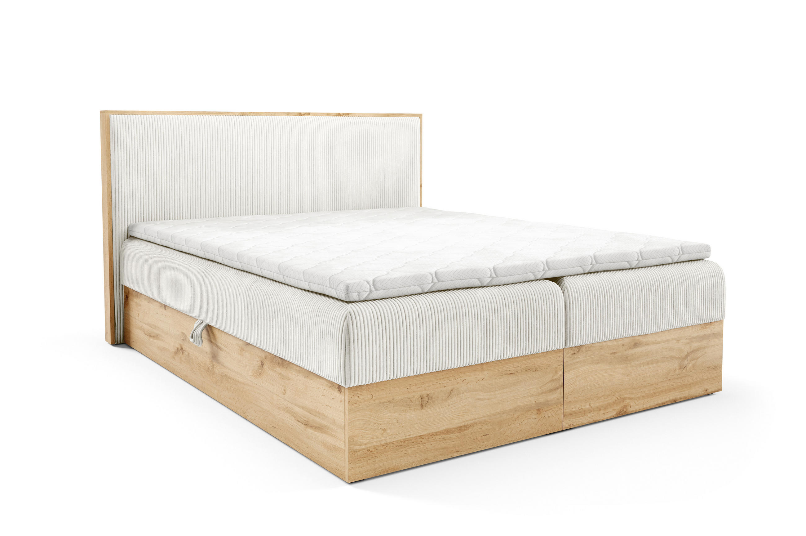BOXBETT Holzoptik Sonoma mit Topper 120x200 cm Creme - Creme, Textil (120/200cm) - Home Collective