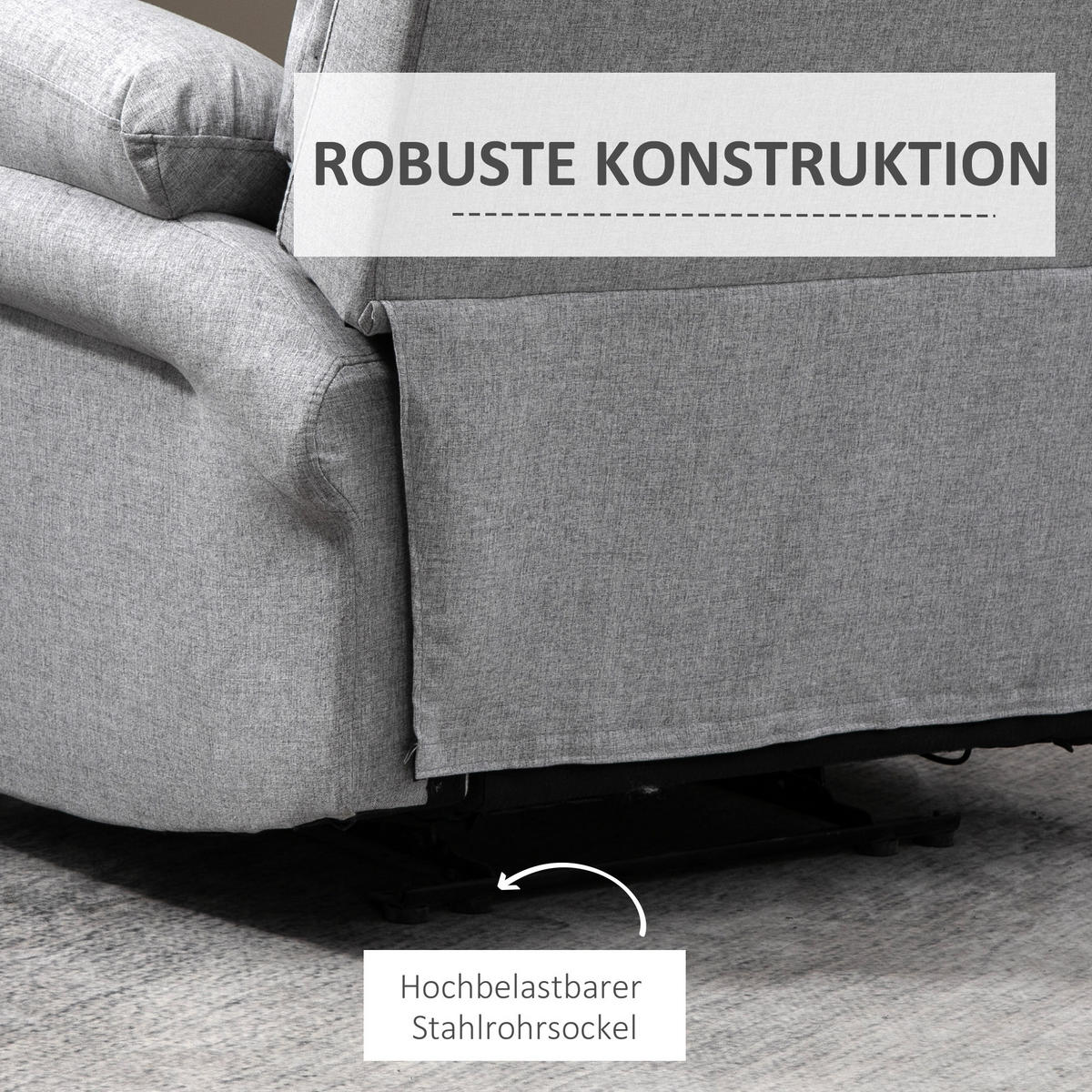 RELAXSESSEL mit Liegefunktion Fernsehsessel Liegesessel Leinen-Touch Hellgrau - Hellgrau, Metall (92/102/91cm) - HOMCOM