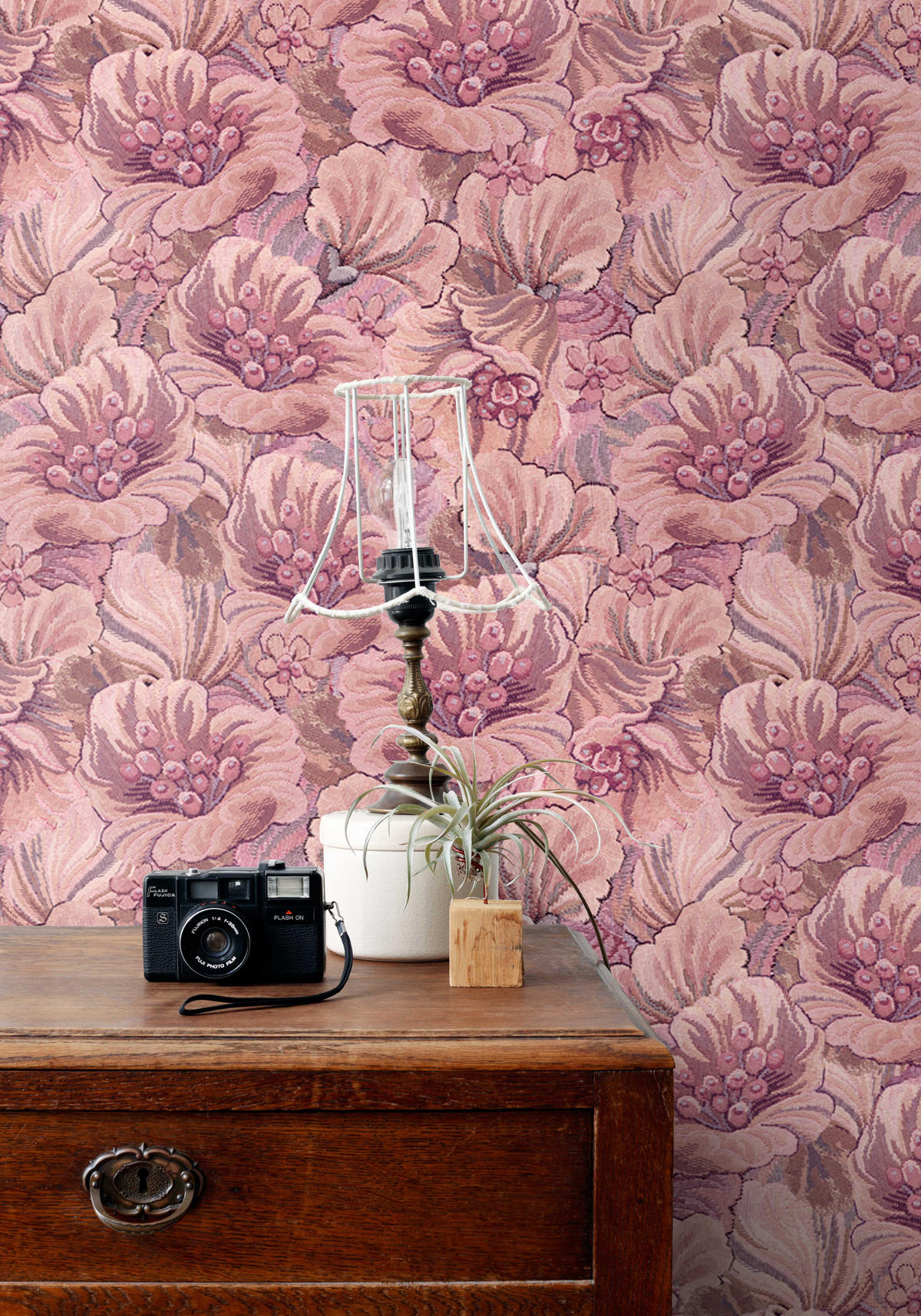 TAPETE gesticktes Blumenmuster 50 x 900 cm - Lila, Papier (50/900cm) - ESTAhome