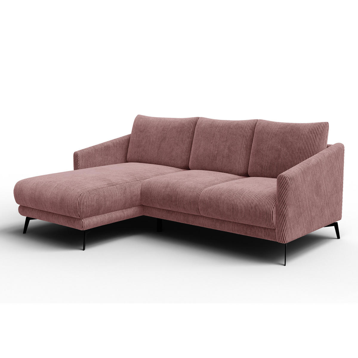 ECKSOFA VILT 3-Sitzer, altrosa - Schwarz/Altrosa, Holzwerkstoff/Textil (221/156cm) - Courtois Laville
