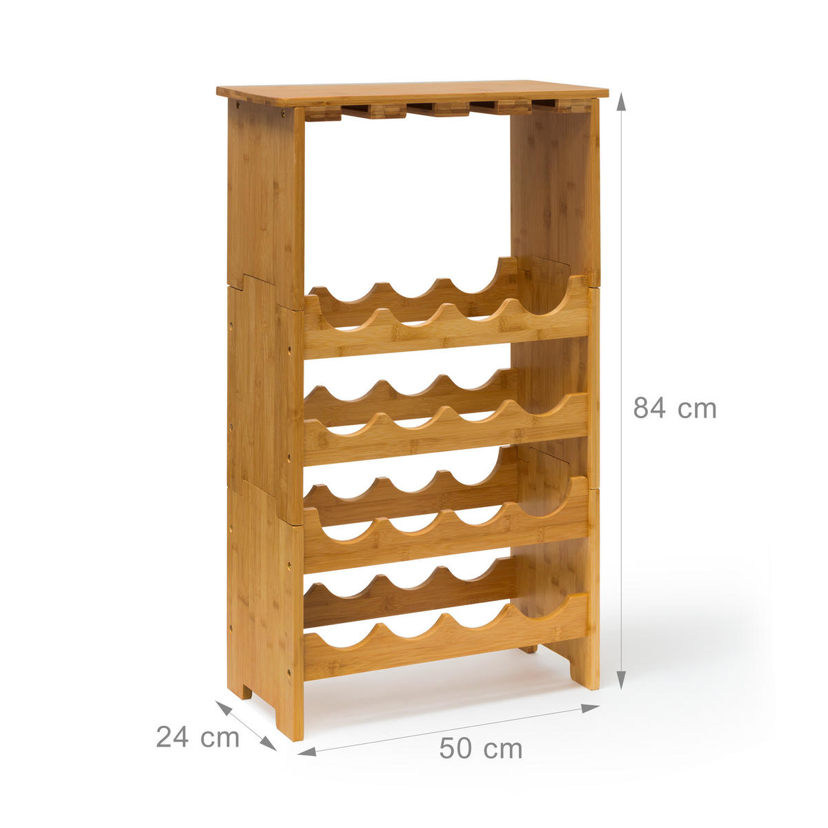 WEINREGAL - Hellbraun, Holz (50/84/24cm) - Relaxdays