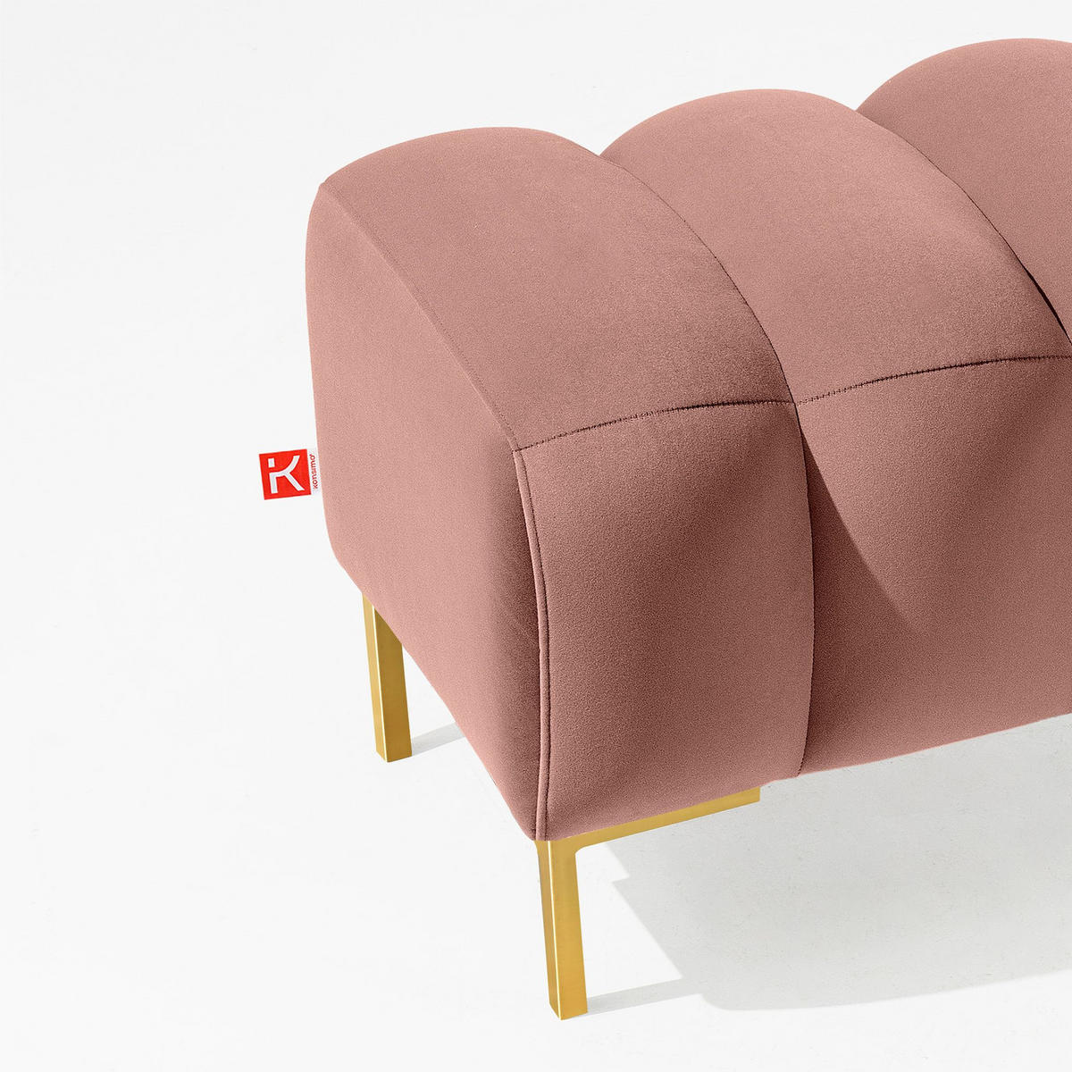 SITZHOCKER Polsterhocker PECCO, Veloursstoff - Goldfarben/Rosa, Holz/Textil (120/50/50cm) - KONSIMO®