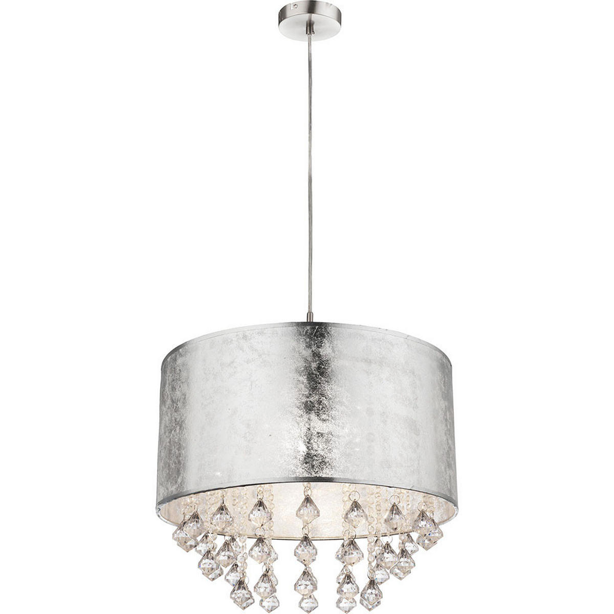 LED HÄNGELEUCHTE AMY Silber Metall Textil - Silberfarben, Metall (40/40/140cm) - Globo Lighting