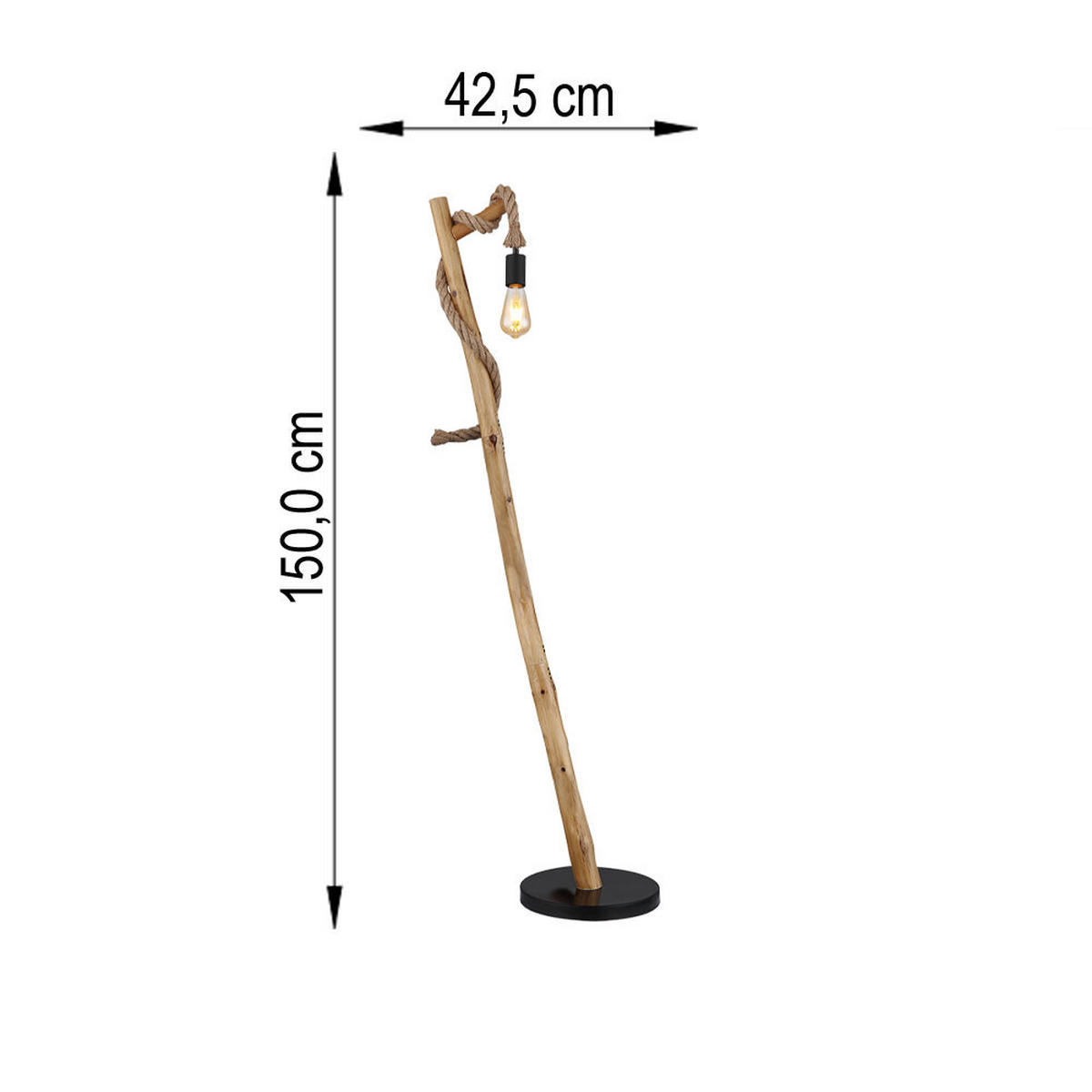 LED STEHLEUCHTE Holz Braun Metall - Braun, Holz (42.5/30/150cm) - Globo Lighting