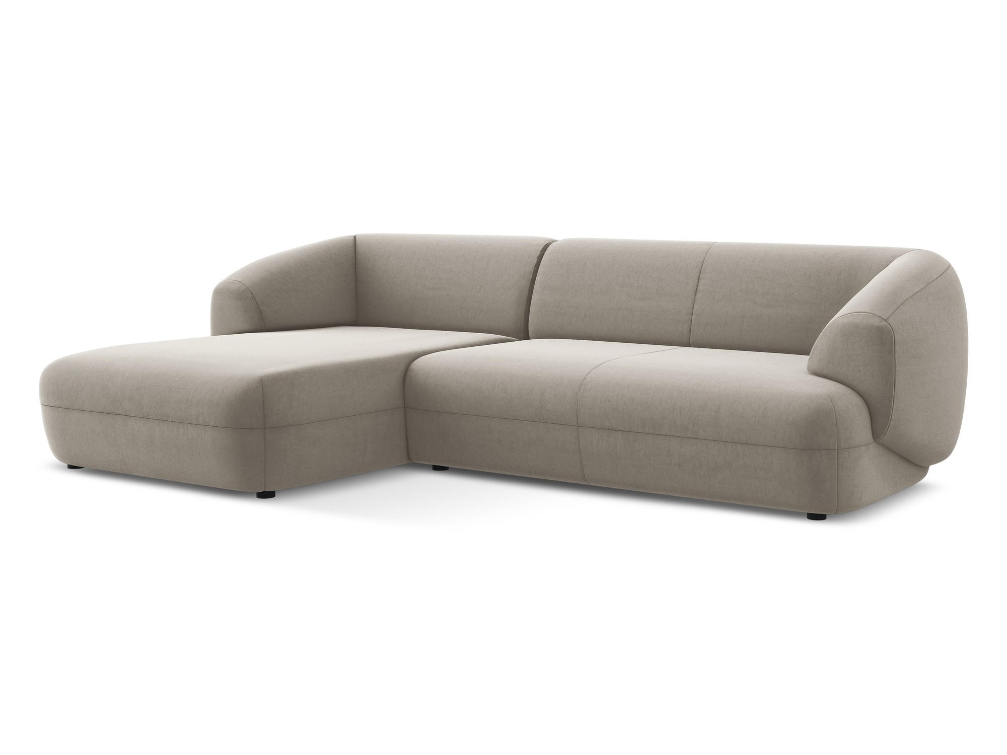ECKSOFA Links Samt Stoff Grau - Taupe/Schwarz, Kunststoff/Textil (156/280cm) - Makamii