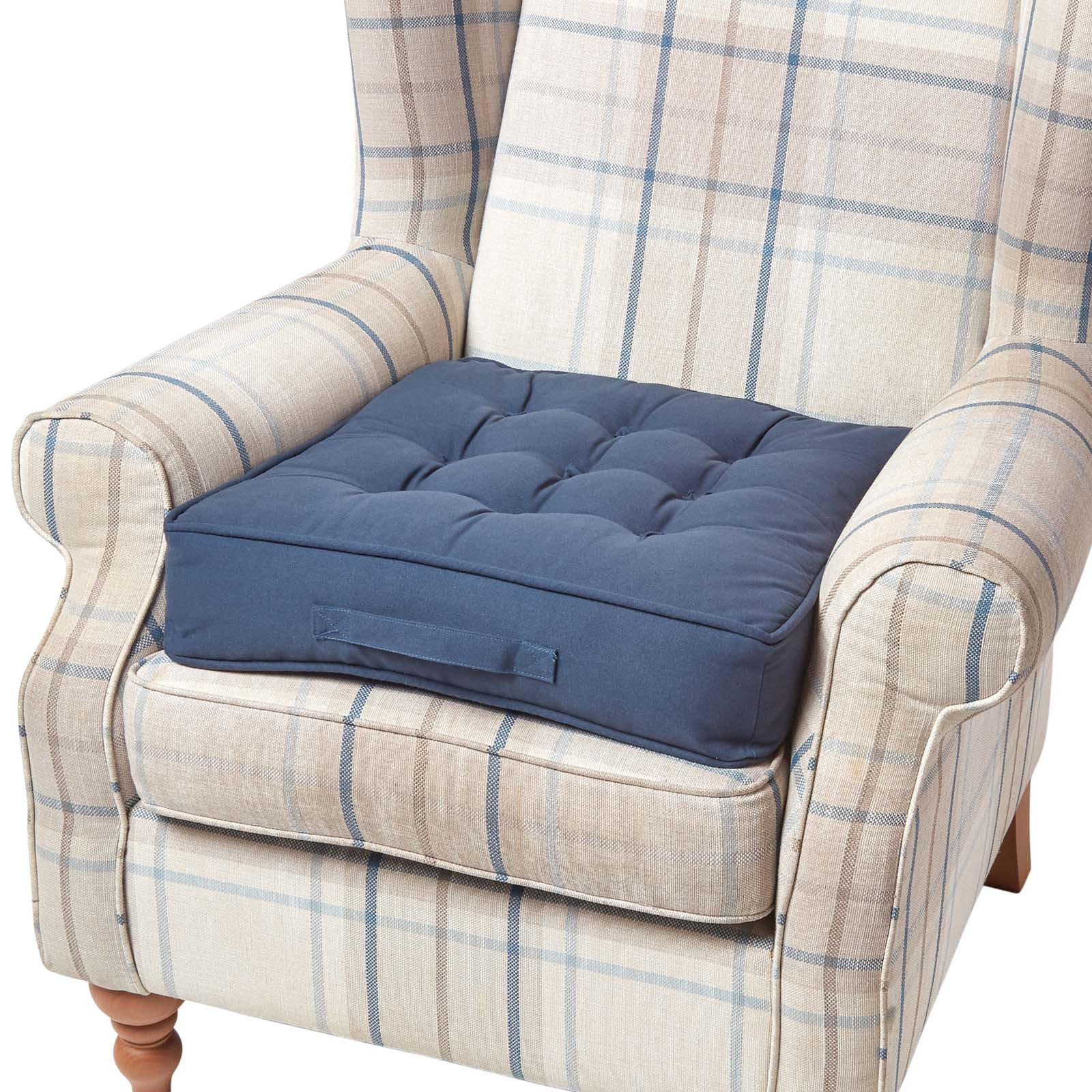 SITZKISSEN dunkelblau 50/50/10 cm – Sesselkissen, Baumwolle - Dunkelblau, Textil (50/50/10cm) - Homescapes
