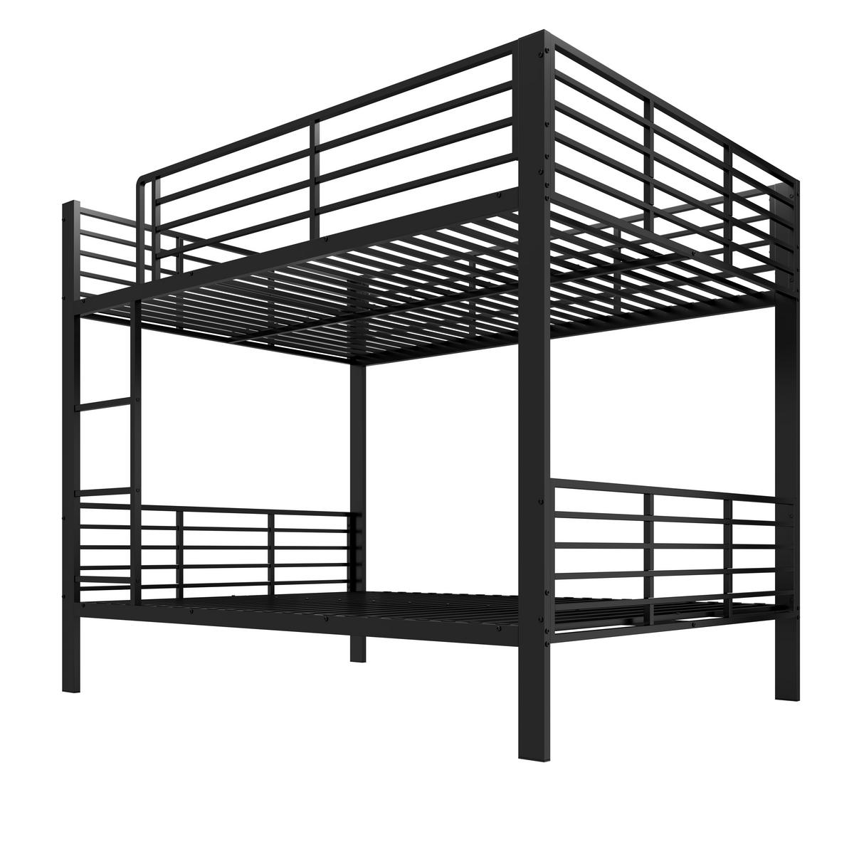 ETAGENBETT 140/200 cm DE-33078 mit Rausfallschutz und Leiter Schwarz - Schwarz, Metall (140/200cm) - ComfortXL