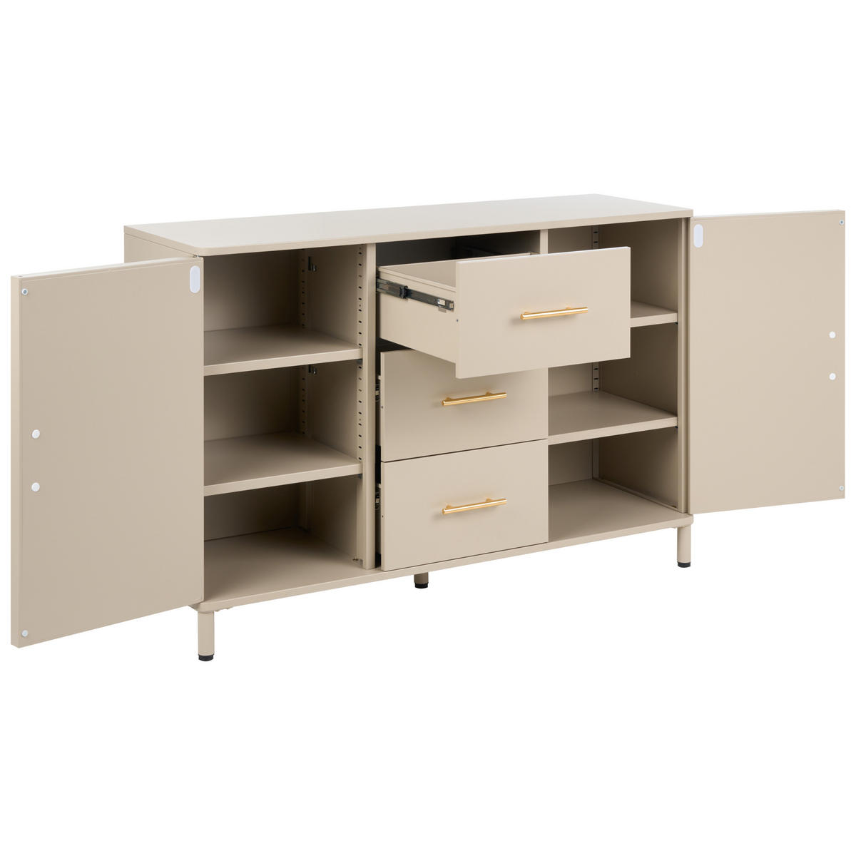 SIDEBOARD s zásuvkami Kov Béžový Ombura - béžová, kov (120/80/40cm) - Beliani
