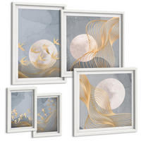 BILDER SET 5er Set - 50x50 cm & 20x30 cm & 40x60 cm Weißer Rahmen - Weiße Pferde - Weiß, Kunststoff (40/60cm) - TULUP
