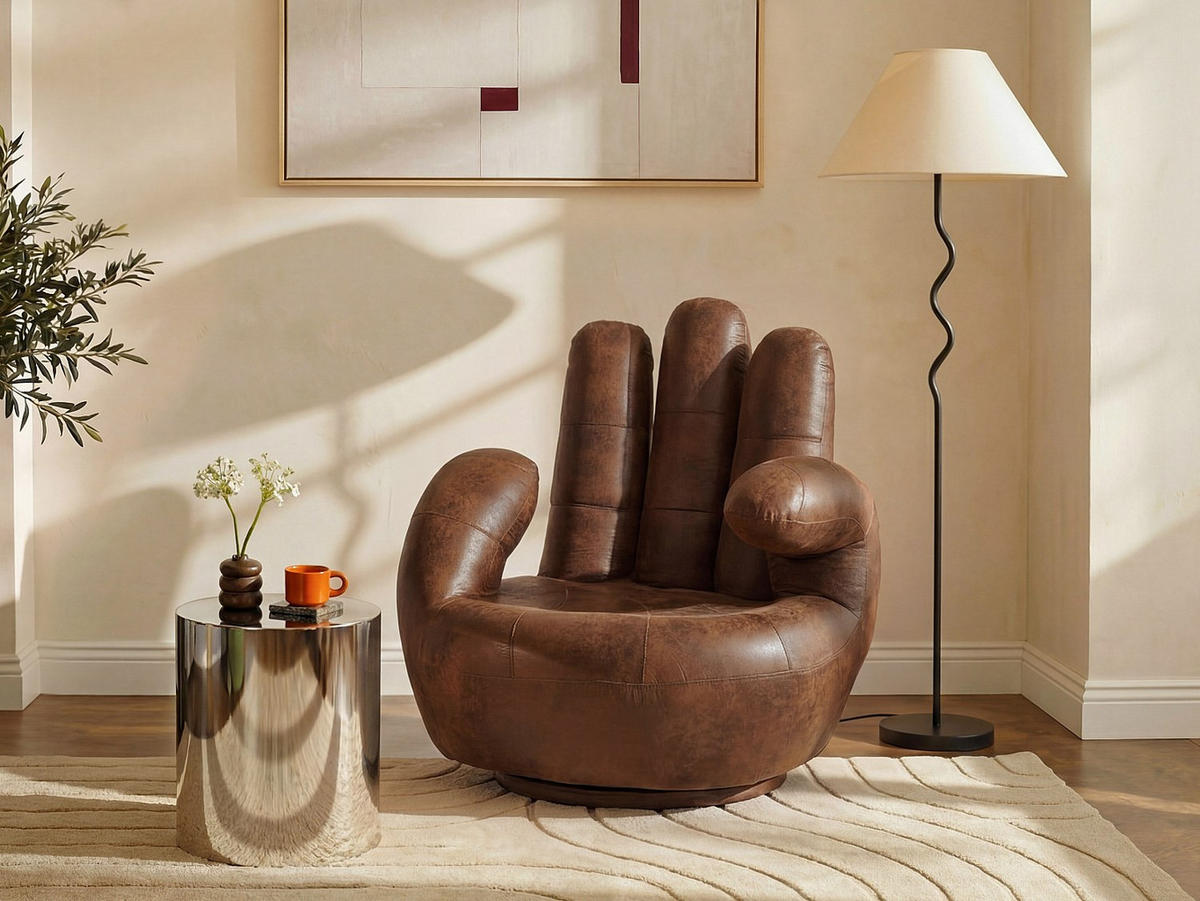 SESSEL mit gerader Rückenlehne - 1 Person - Stoff, Stoff - Braun - Braun, Textil (82/89/78cm) - Vente-Unique