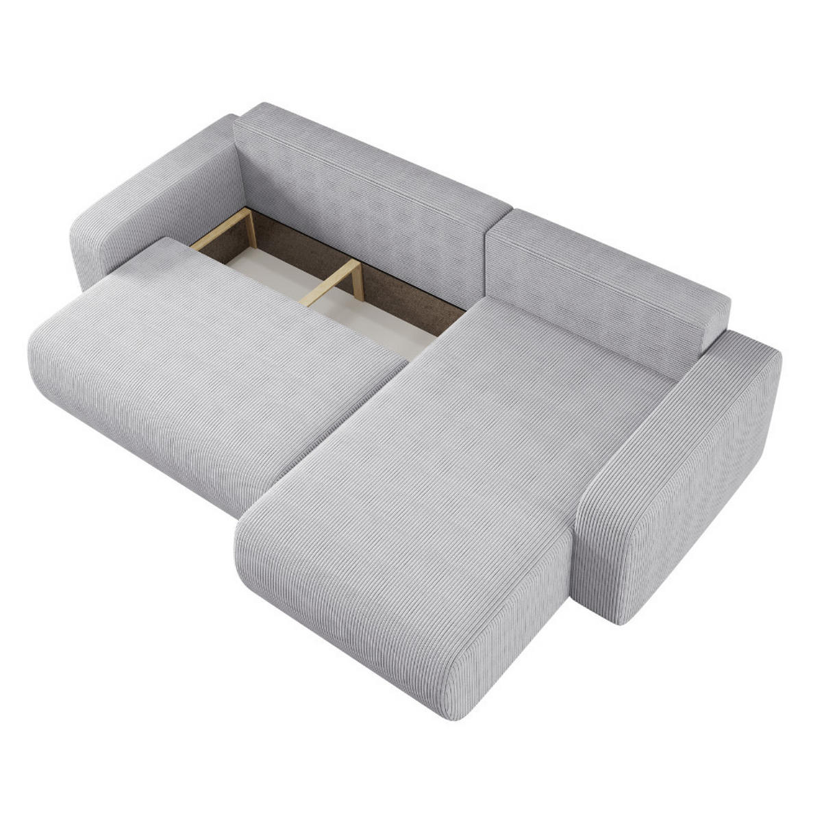 SCHLAFSOFA MILANO XL und bettkasten stoff Poso Dicker Cord Grau Rechts - Grau, Holz (274/82/145cm) - Kaiser Möbel