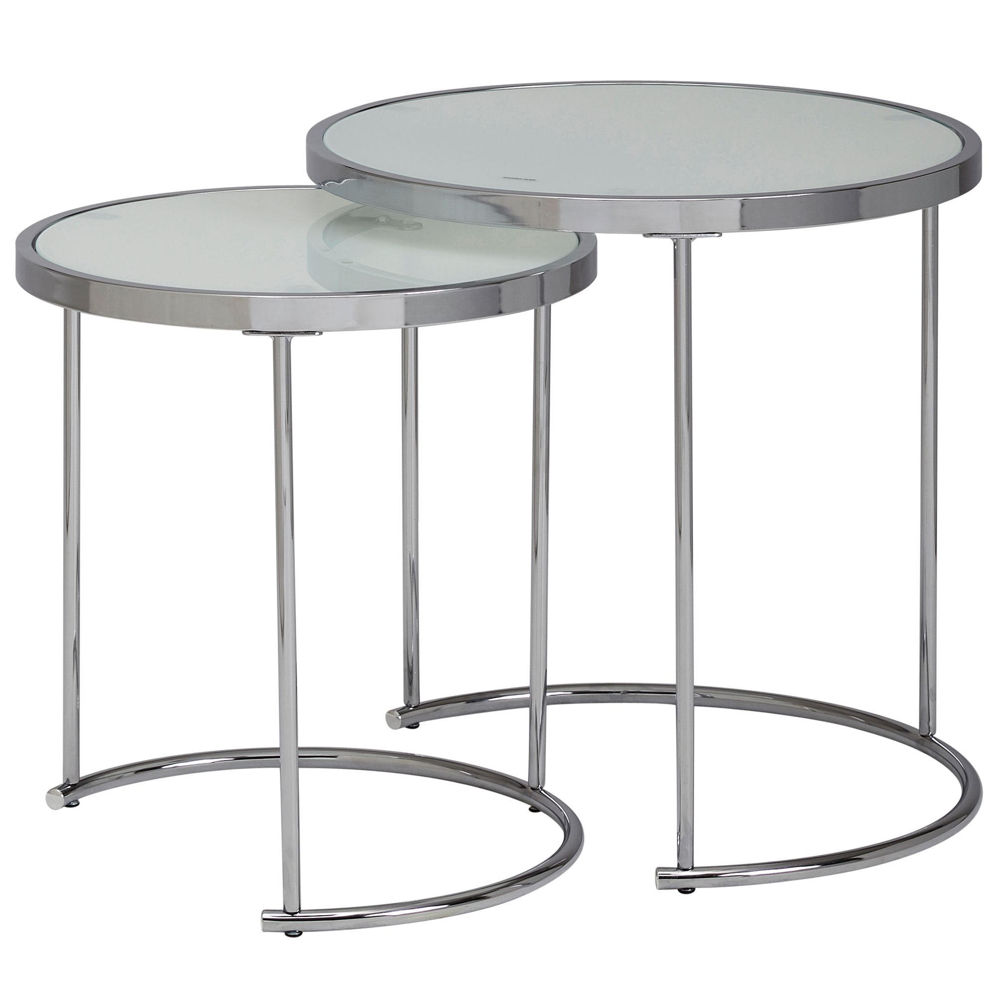 COUCHTISCH Set – Rund Glas 2-teilig mit Stauraum platzsparend - Silberfarben, Glas/Metall (50/50/50cm) - KADIMA DESIGN