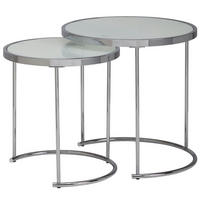 COUCHTISCH Set – Rund Glas 2-teilig mit Stauraum platzsparend - Silberfarben, Glas/Metall (50/50/50cm) - KADIMA DESIGN
