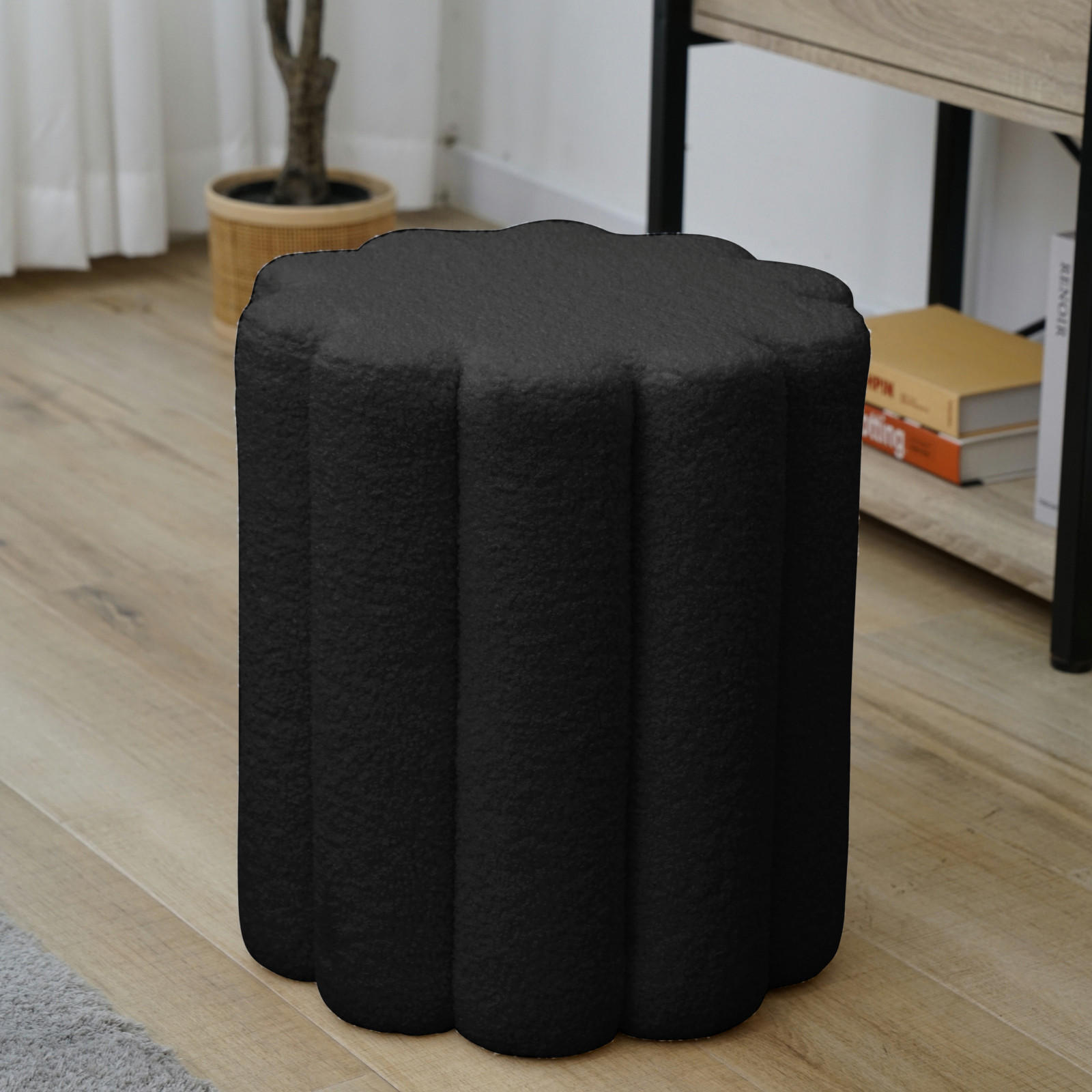 HOCKER DAHLIA Schwarz - Schwarz, Textil (35/40/35cm) - SVITA
