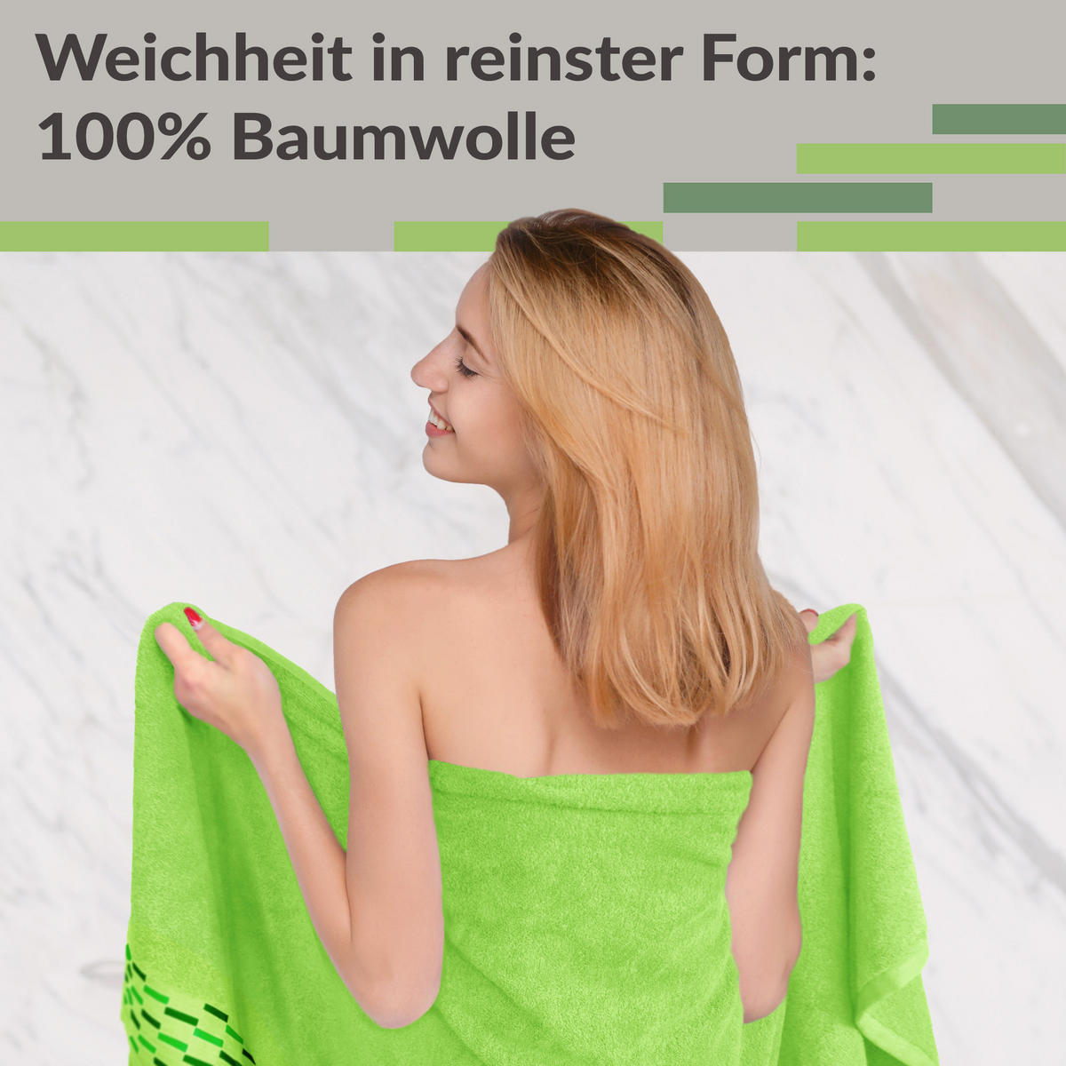 SAUNATUCH Lugano Apfelgrün 80x200 cm - Hellgrün, Textil (80/200cm) - Lashuma