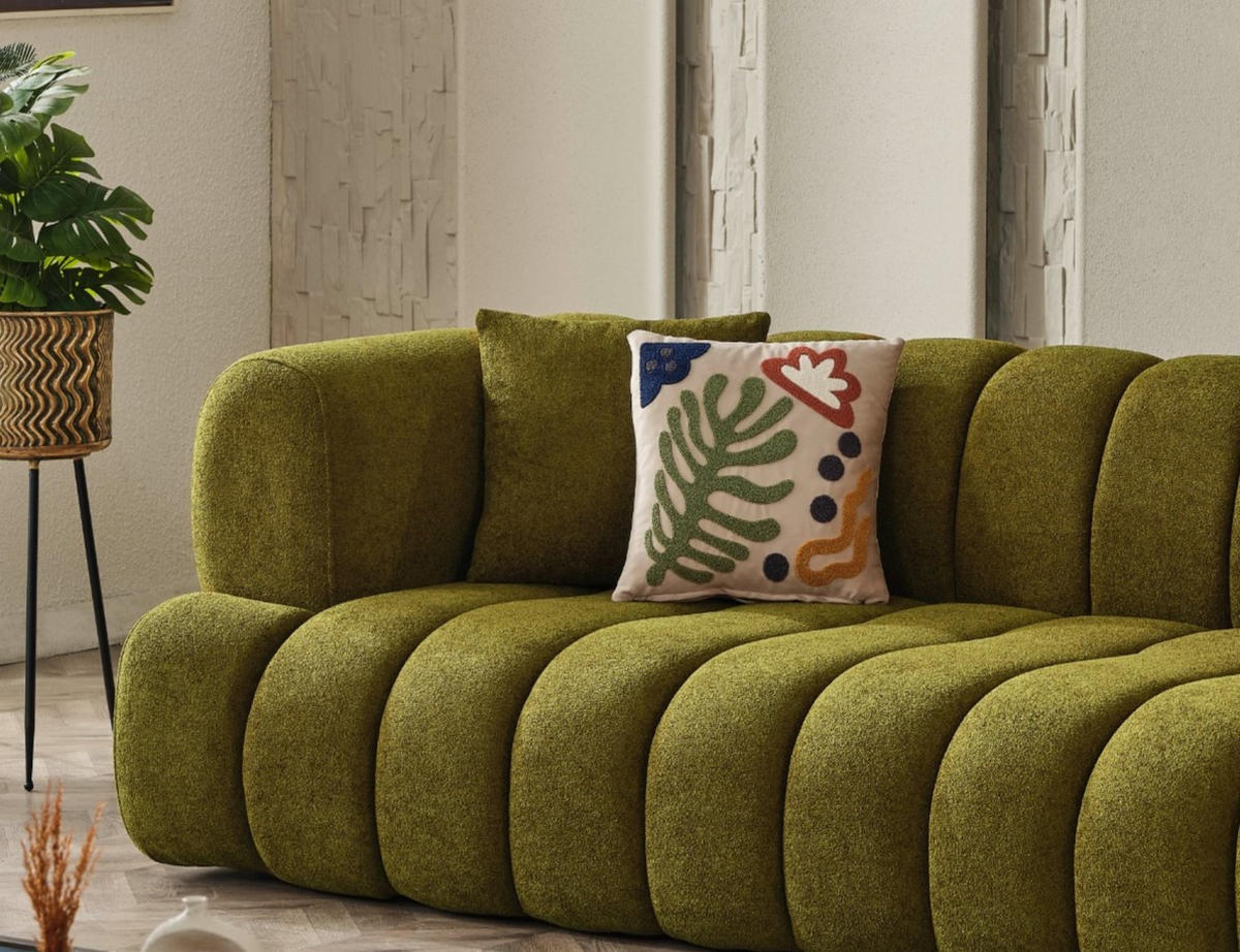 3 Sitzer SOFA Cloudy Samt Grün - Grün, Textil/Metall (250/80/110cm) - Villa Möbel