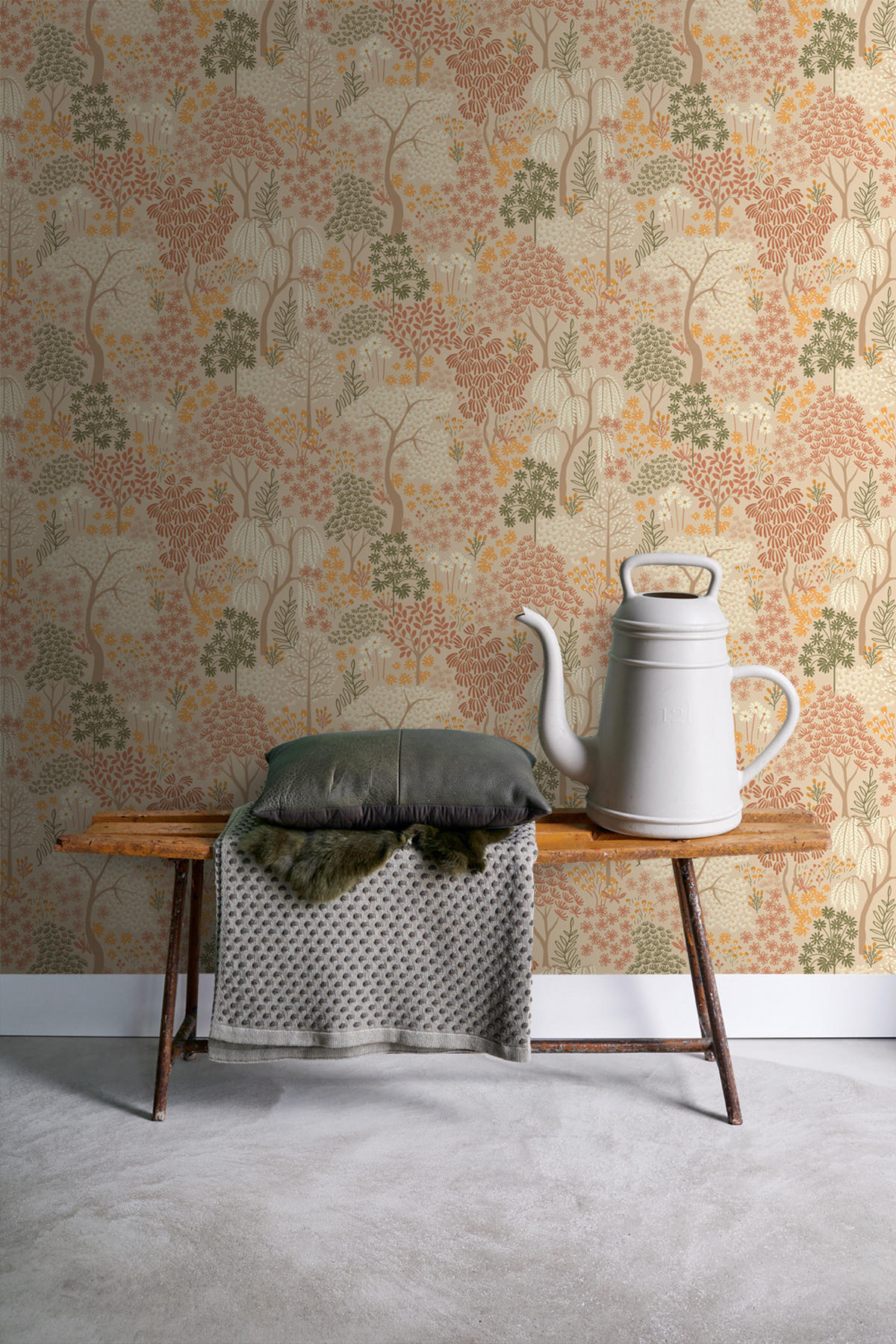 TAPETE Bäumen und Blumen 50 x 900 cm - Orange, Papier (50/900cm) - ESTAhome