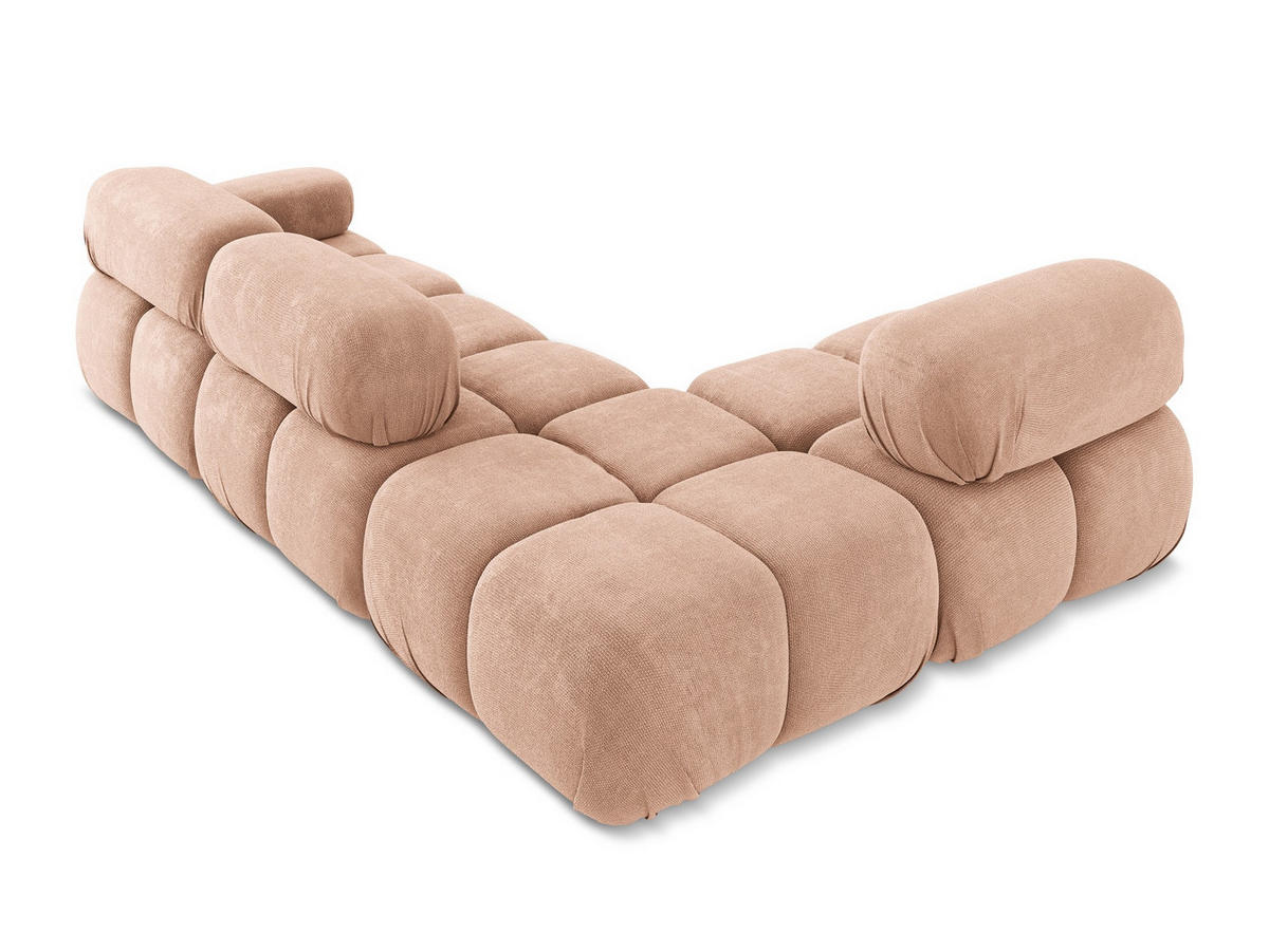 ECKSOFA Links Chenille Stoff Pink - Pink/Koralle, Kunststoff/Textil (190/285cm) - Makamii