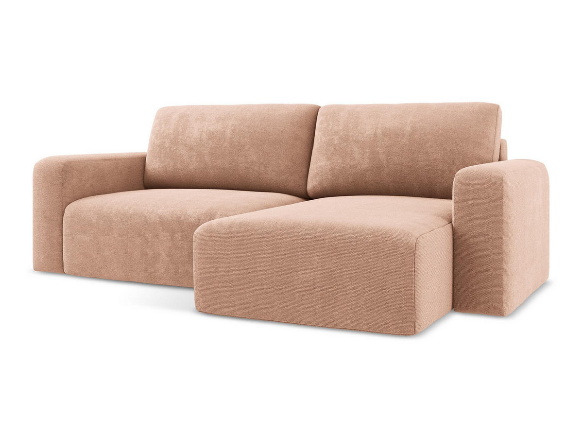 ECKSOFA mit Schlaffunktion rechts Chenille Stoff Pink - Pink/Koralle, Kunststoff/Textil (244/149cm) - Makamii