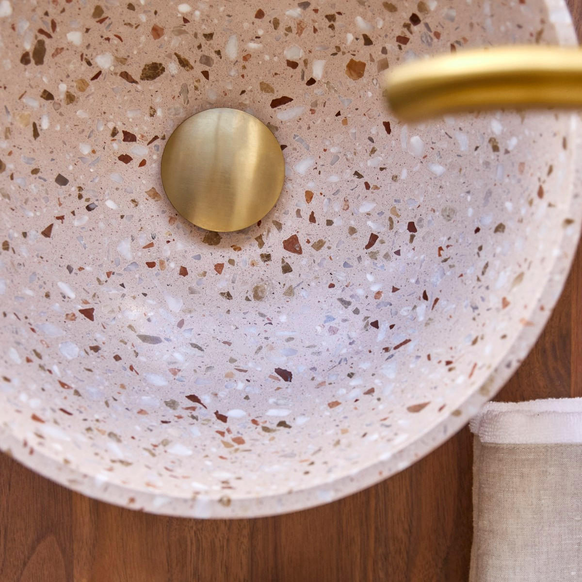 WASCHBECKEN Elea Rosa aus Premium-Terrazzo - Pink, Stein (32/13/32cm) - Tikamoon